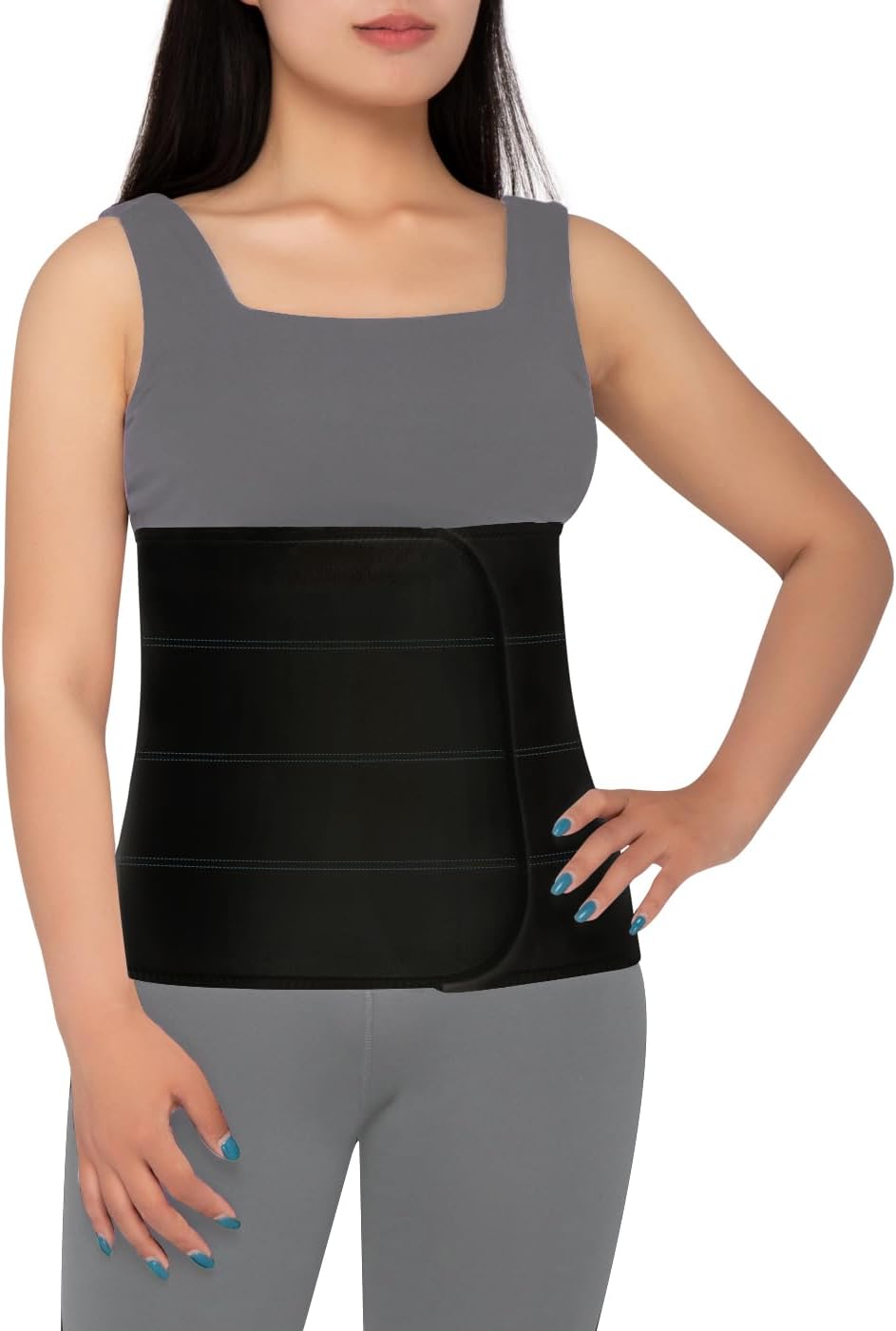 S Abdominal Binder Post Surgery for Men and Women, 12″ High Postpartum Tummy Tuck Belt Provides Bariatric Stomach Compression, High Elasticity, Breathable – (45″ – 60″) 4 PANEL Black