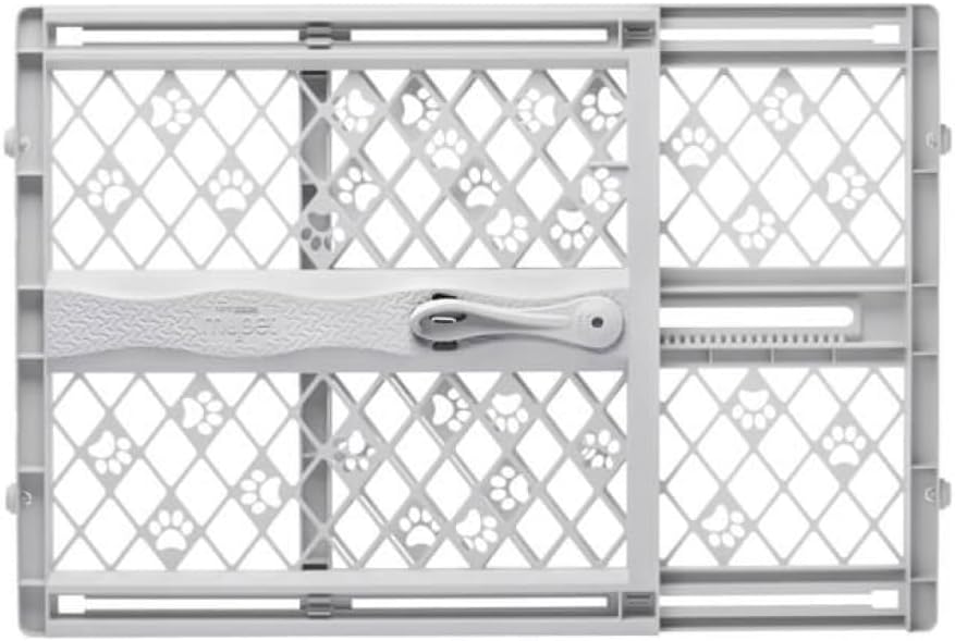 MYPET North States Paws Portable Pet Gate: 26-40″ Wide. Pressure Mount. No Tools Needed. Made in USA. Dog Gate 23″ Tall, Expandable, Durable Dog Gates for Doorways, Light Gray