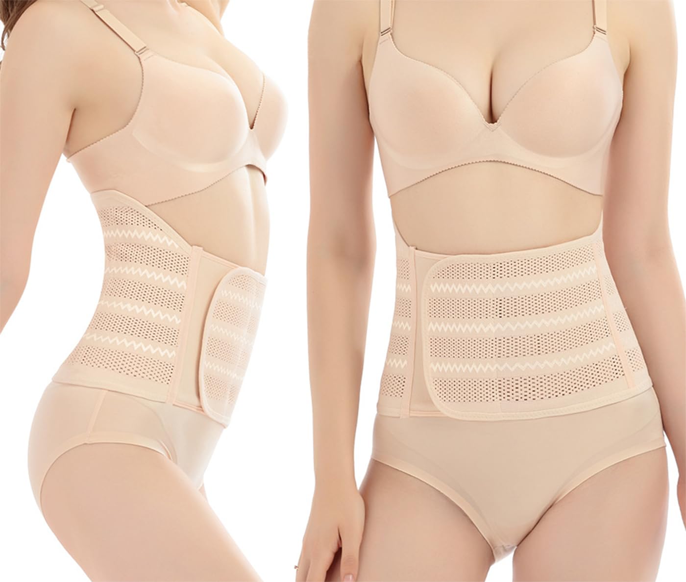 Belly Band Postpartum Belly Wrap, Breathable Abdominal Binder Post Surgery, Adjustable Waist Trainer for Women Lower Belly Fat, C Section Abdominal Binder Hernia Belt Back Support Belt for Women (Large)