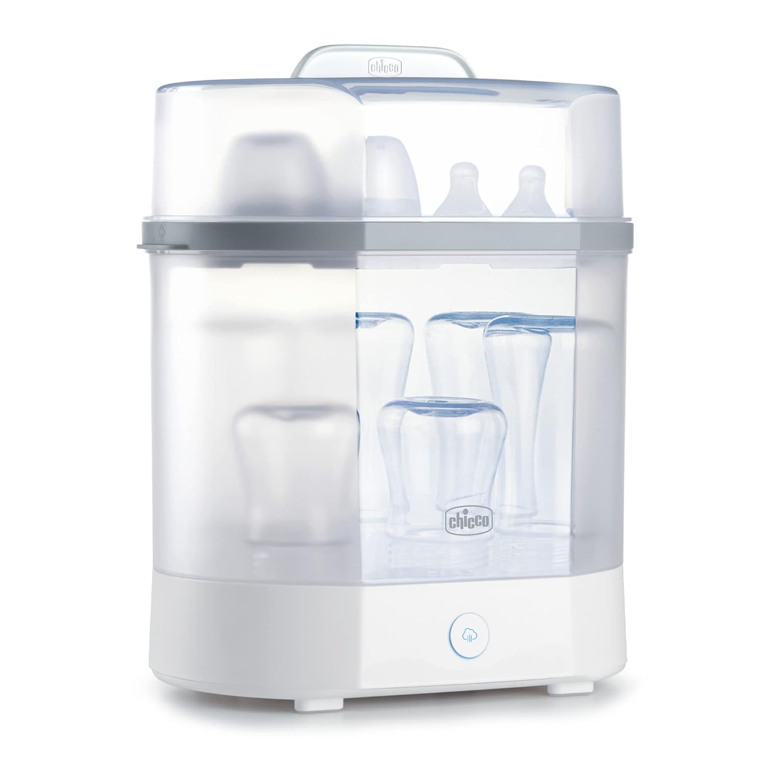 Chicco 3-in-1 Modular Electric Steam Sterilizer for Baby Bottles, Feeding Accessories, and More | Eliminates 99.9% of Germs | 3 Configurations | Automatic Shut-Off and Quiet Operation