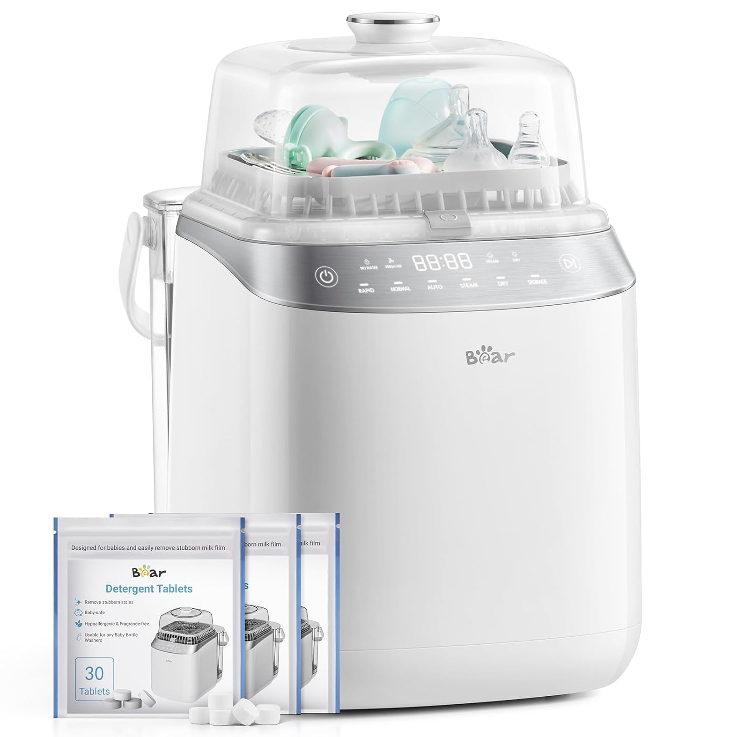 Bear Bottle Washer Pro, Baby Bottle Washer and Sterilizer and Dryer – All in One Machine for Bottles, Pump Parts & Baby Essentials with 90 Detergent Tablets – Effortless, Time-Saving