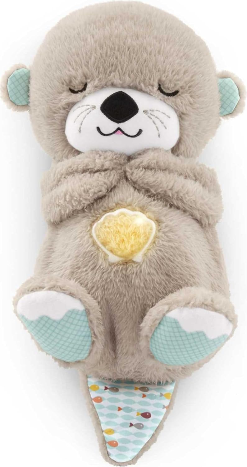 FISHER-PRICE BABY Toy Soothe ‘n Snuggle Otter Portable Plush Sound Machine with Music Lights & Breathing Motion for Newborns 0+ Months
