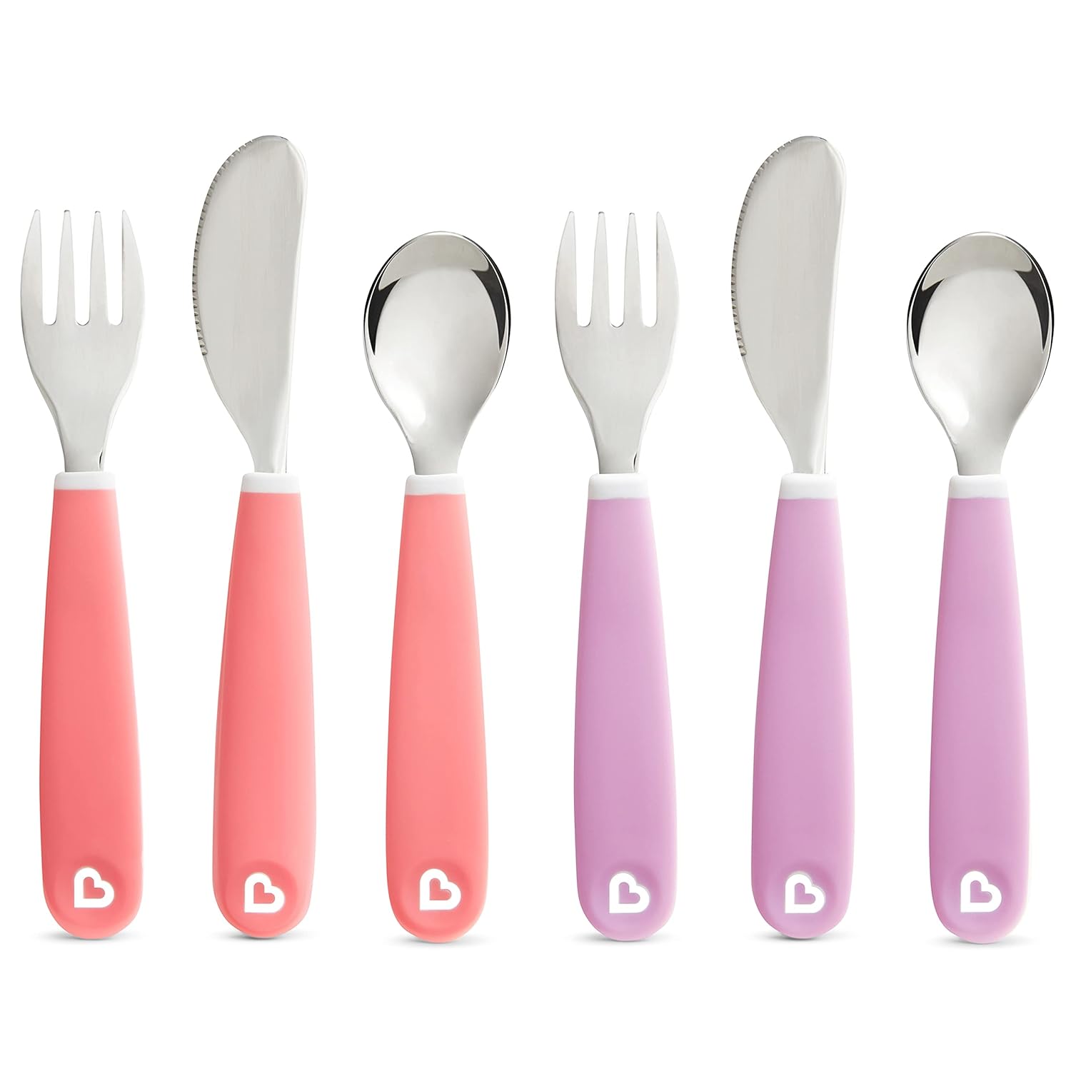 Munchkin® Splash™ Toddler Fork, Knife and Spoon Utensil Set, 6 Pack, Pink/Purple