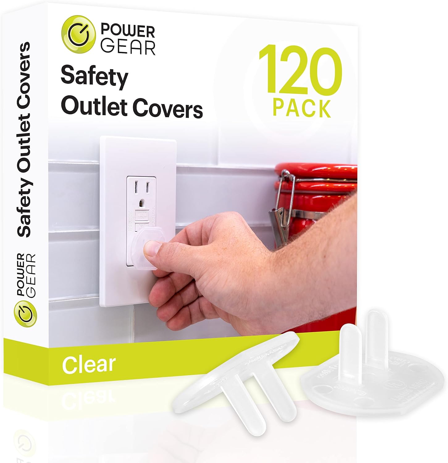 Power Gear Outlet Covers Baby Proofing Child Proof Plug Covers for Electrical Outlets Easy Install Outlet Plug Covers UL Listed Shock Prevention Clear 54614 120 Count