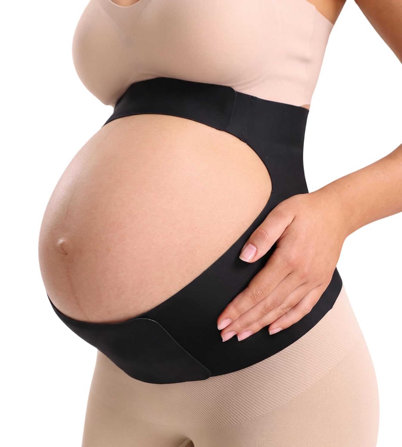 Mama Land Belly Bands for Pregnant Women, Maternity Support Belt, Mom Trimester Must Haves, One Piece Pregnant Bands for Back, Abodomen, Pelvic Pain Relief, Cozy Bellyband (Black, XXL)