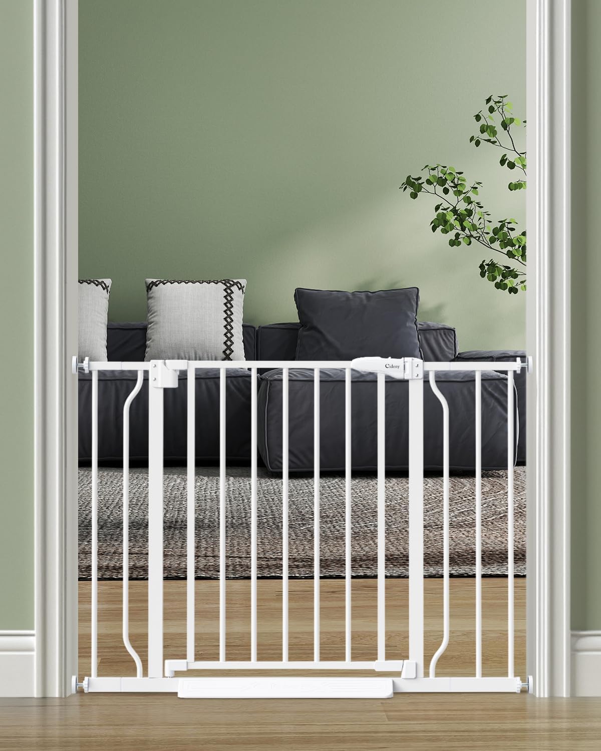 Baby Gate No Drilling, 29″-40″ Auto Close Dog Gate Indoor for Doorways & Stairs, Pressure Mounted Adjustable Pet Gate, Easy Walk Through Child Gate for Children & Pets Stroller Friendly, White