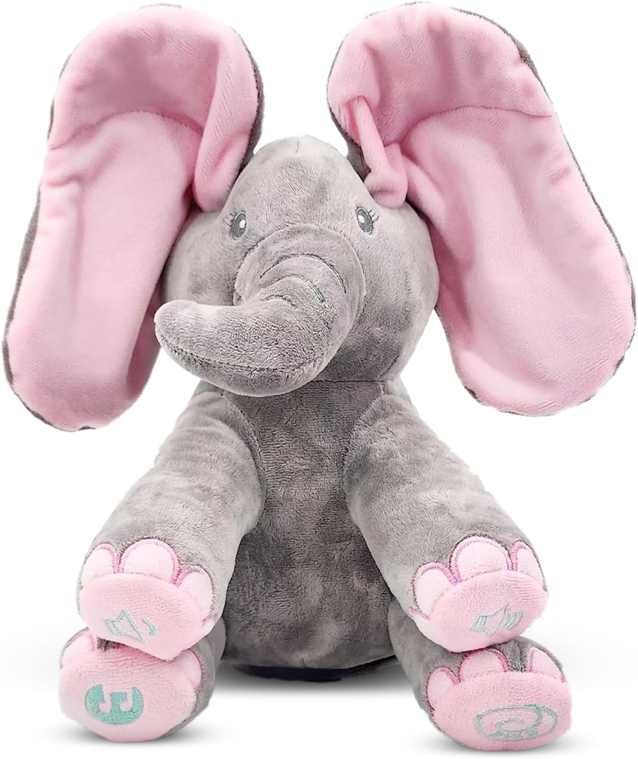 Dimple Kaia Peek A Boo Elephant Toy, Interactive Singing Stuffed Animal Plush with Moving Ears, Musical Stuffed Animal for Babies and Toddlers, Adorable Elephant Baby Toy