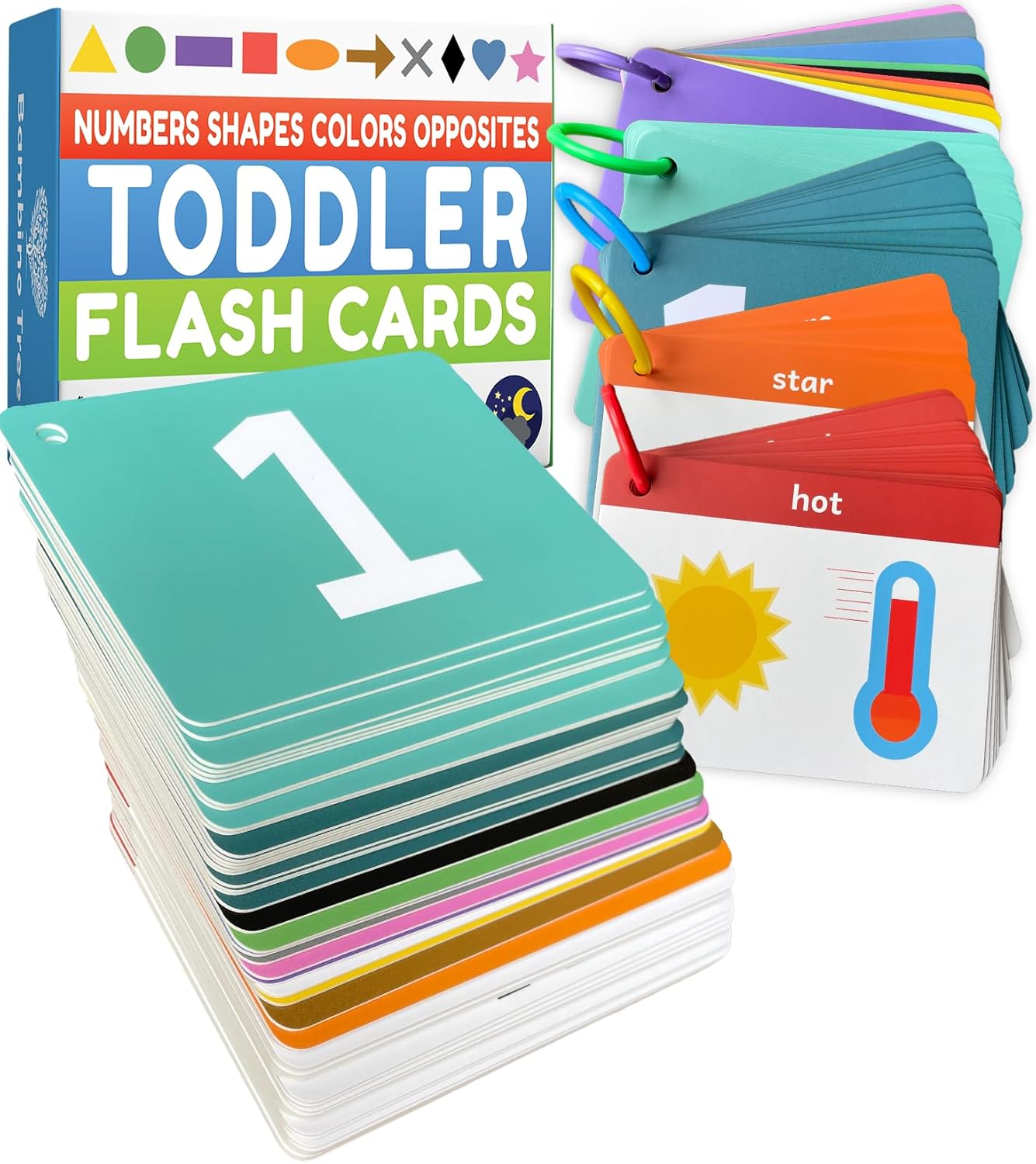 Toddler Flash Cards – Learn Colors, Numbers, Shapes, Opposites on Thick Jumbo Flashcards for Early Learners – Teacher Designed for Preschool, Kindergarten & Toddlers