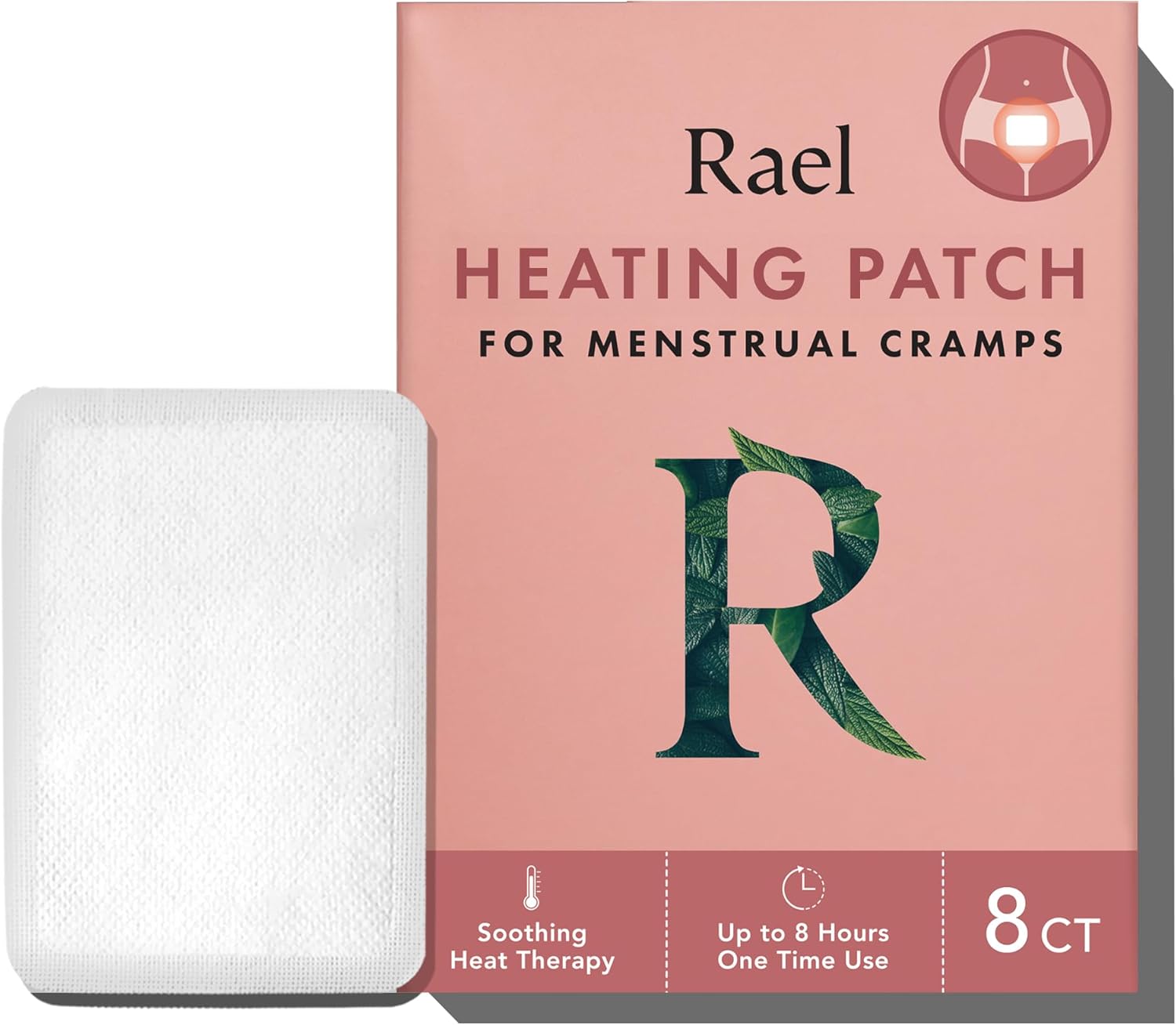 Rael Herbal Heating Patches – Period Cramps, Ultra Thin Design, On The Go Size (8 Count)