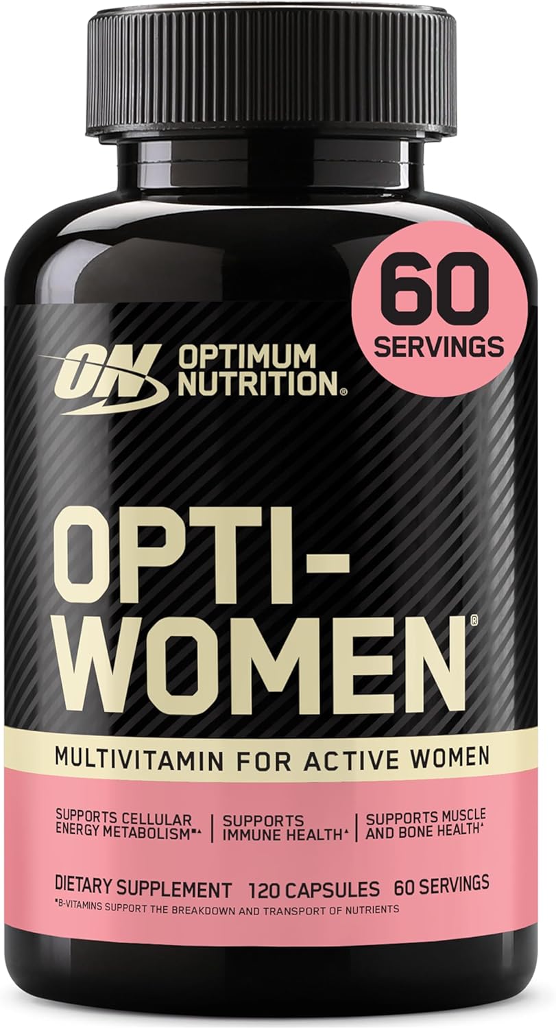 Optimum Nutrition Opti-Women, Vitamin C, Zinc and Vitamin D for Immune Support Womens Daily Multivitamin Supplement with Iron, Capsules, 120 Count