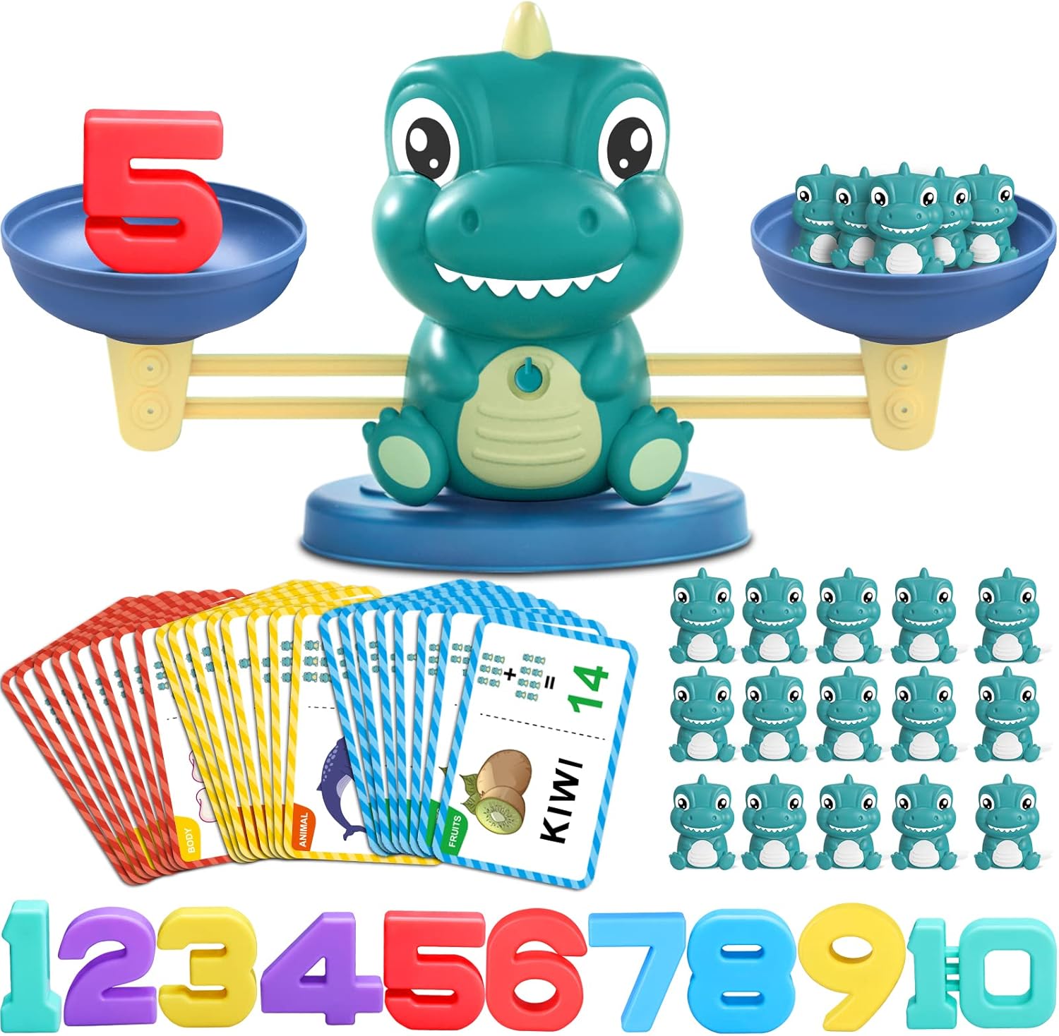 Kaodezhu Dinosaur Math Balance Toys – Montessori Toys for 3 Years Old Kids, Learning and Educational Toys for Boys and Girls – Birthday Gifts for 4 5 6 7 Year Old Boys