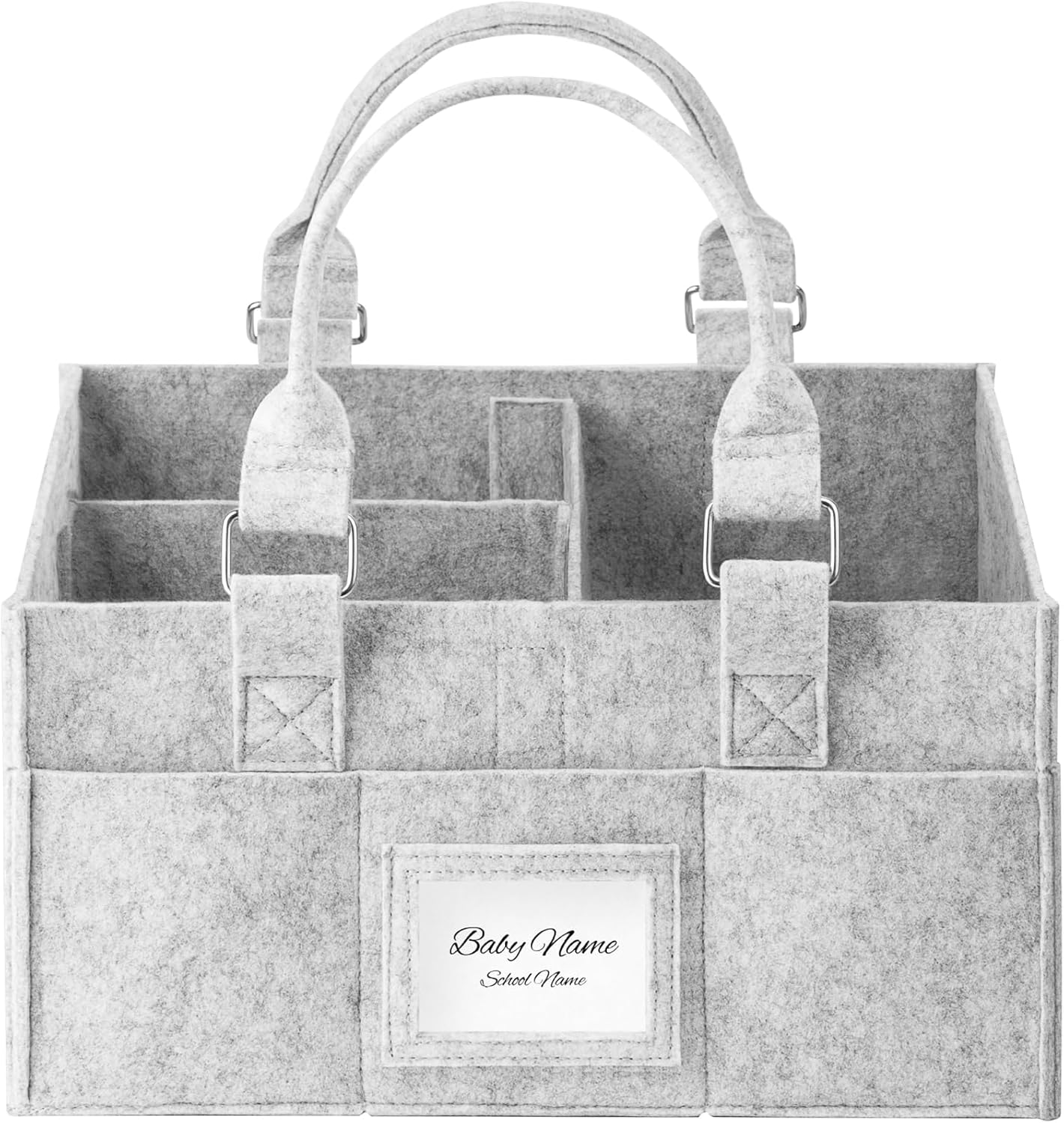 Diaper Caddy Organizer, Newborn Essetials Must Haves, Baby Registry Search and Other Baby Stuff, Collapsible Baby Basket with Handle and a Photo Frame, Grey, 11.8 x 6.3 x 9.0 inch