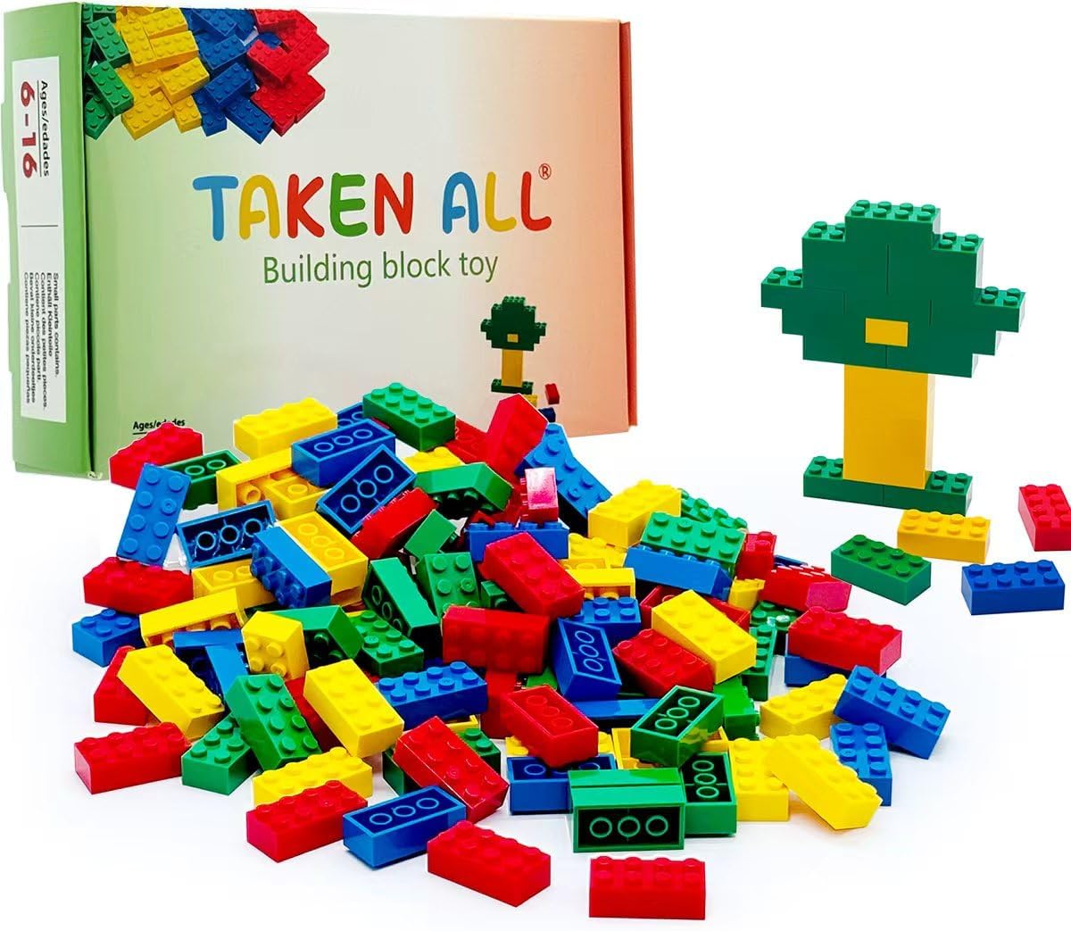 Taken All 120Pieces Classic Building Bricks Blocks Toy Set 2×4 MOC Building Basic Bricks Parts and Pieces Compatible with Major Brands Construction Toys for Kids 6 yr+ (Red, Yellow, Blue, Green)