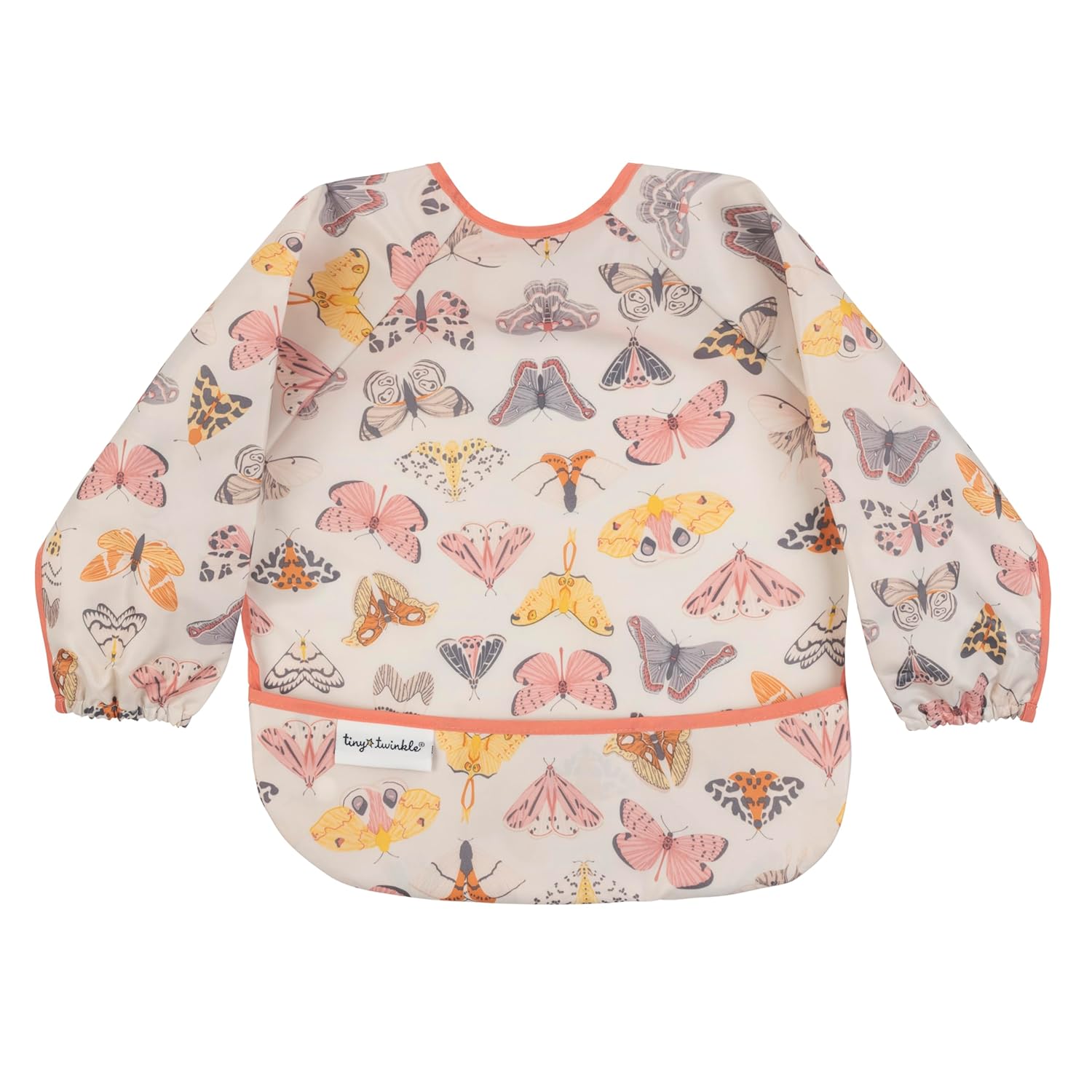 Tiny Twinkle Long Sleeve Bib for Babies & Toddlers | Waterproof Smock Bib for Eating | Machine Washable & Mess-Proof Feeding Essentials | Newborn Shower Gift (Flutter, 6–24M)