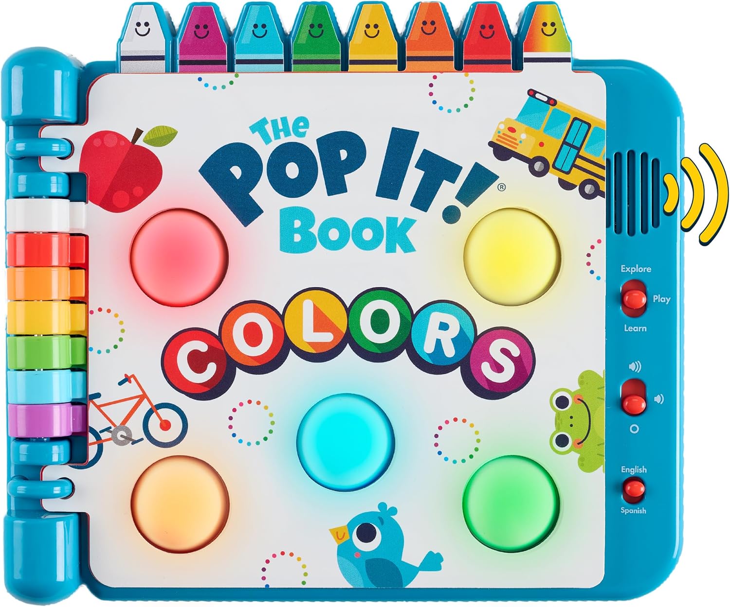Chuckle & Roar Pop It! Book: Colors – Interactive Sensory Learning Book with Bilingual English & Spanish Play, Grow-with-Me Modes, Quiet Mode, Color Learning Toy for Toddlers Ages 1–4+