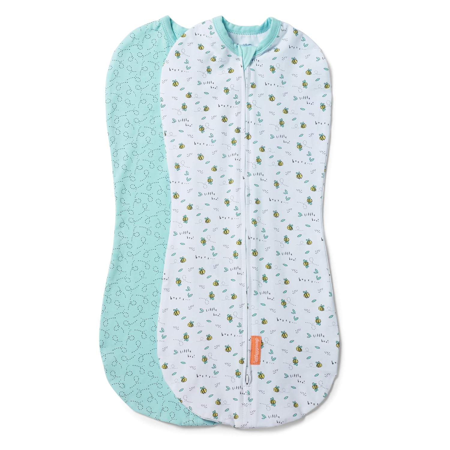 SwaddleMe by Ingenuity Compression Baby Swaddle Pod, Two-Way Zipper for Easy Diaper Changes, Improves Sleep & Calms Startle Reflex, 0-2 Months, 1.0 TOG, 2-Pack – Little Bees