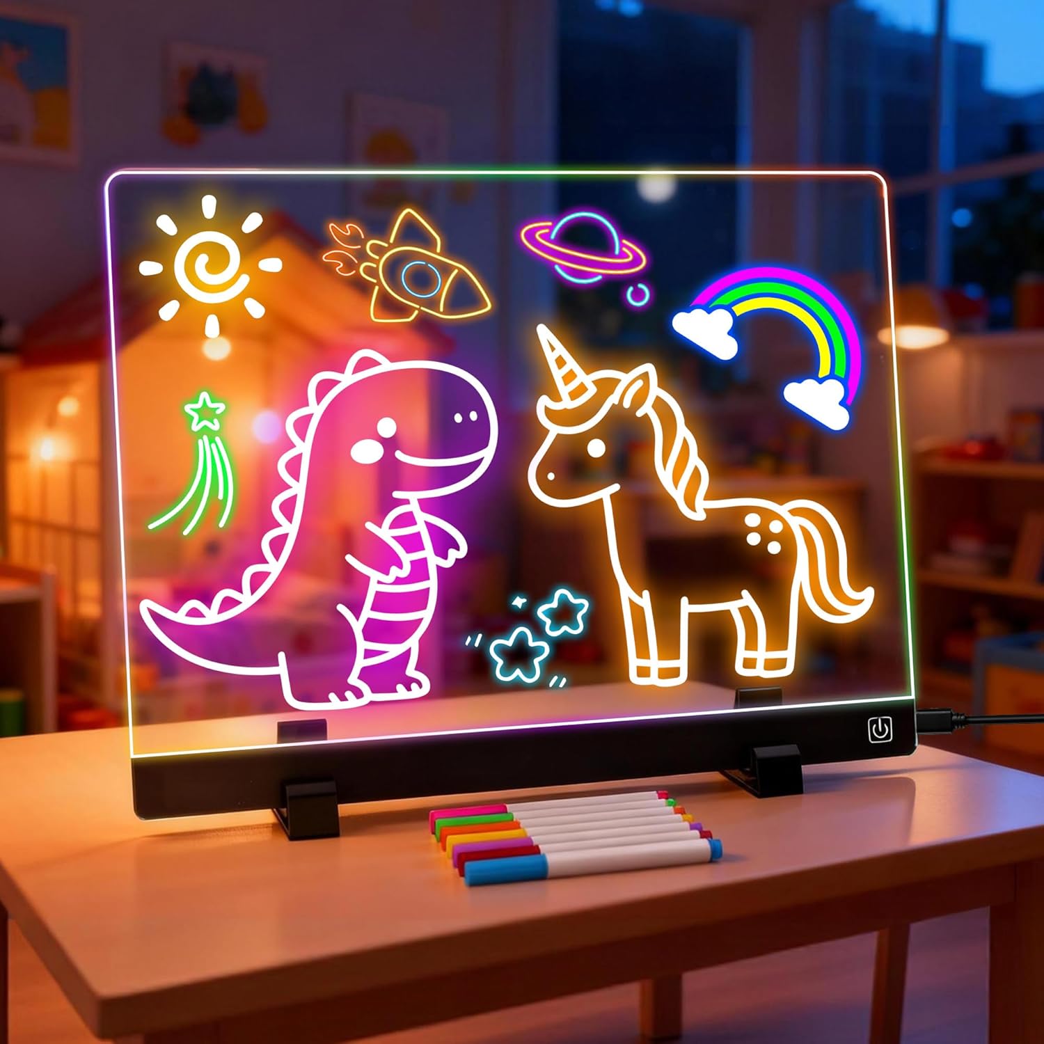 16-Inch LED Drawing Board for Kids | Light Up Doodle Board Glow Drawing Tablet | Reusable Kid Drawing Pad Toy | Arts Supplies Crafts for Kids Ages 4-8 | Creative Art Birthday Gifts for Girls Boys