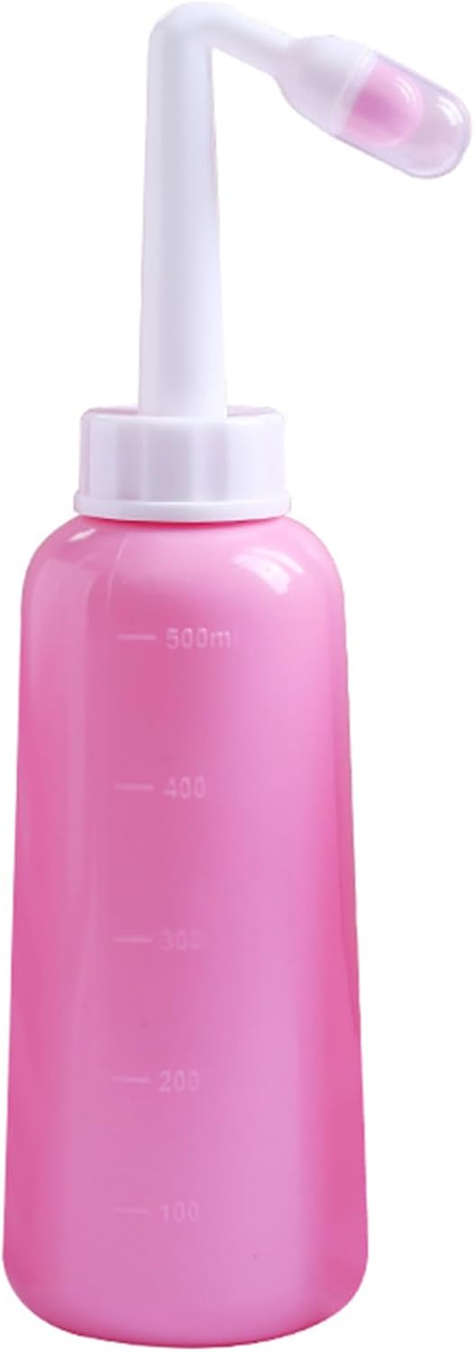 Peri Bottle for Postpartum Care, 500ml Upside Down Peri Bottles with Cover, Handheld Perineal Bottle Postpartum Essentials for New Moms Perineal Recovery & Cleaning (Pink)