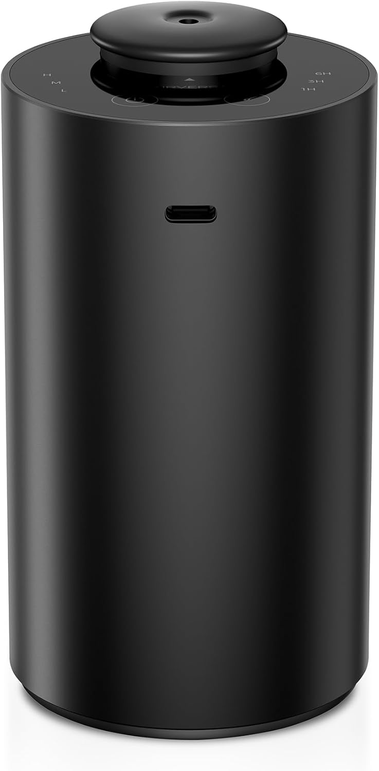 Airversa Waterless Essential Oil Diffuser for Home, Rechargeable and Portable Scent Diffuser with 3 Countdown Timers & Mist Levels for Car Room Studio Office, Scenta Lux Premium Metal Black
