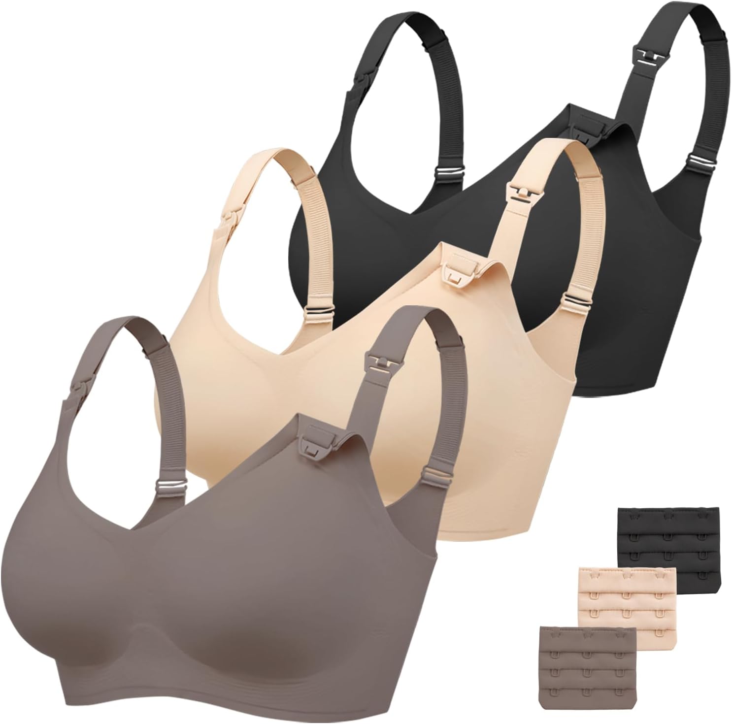 Vinfact 3 Pack Nursing Bras for Breastfeeding Comfort Maternity Bras for Pregnancy Wireless Seamless Breastfeeding Bras