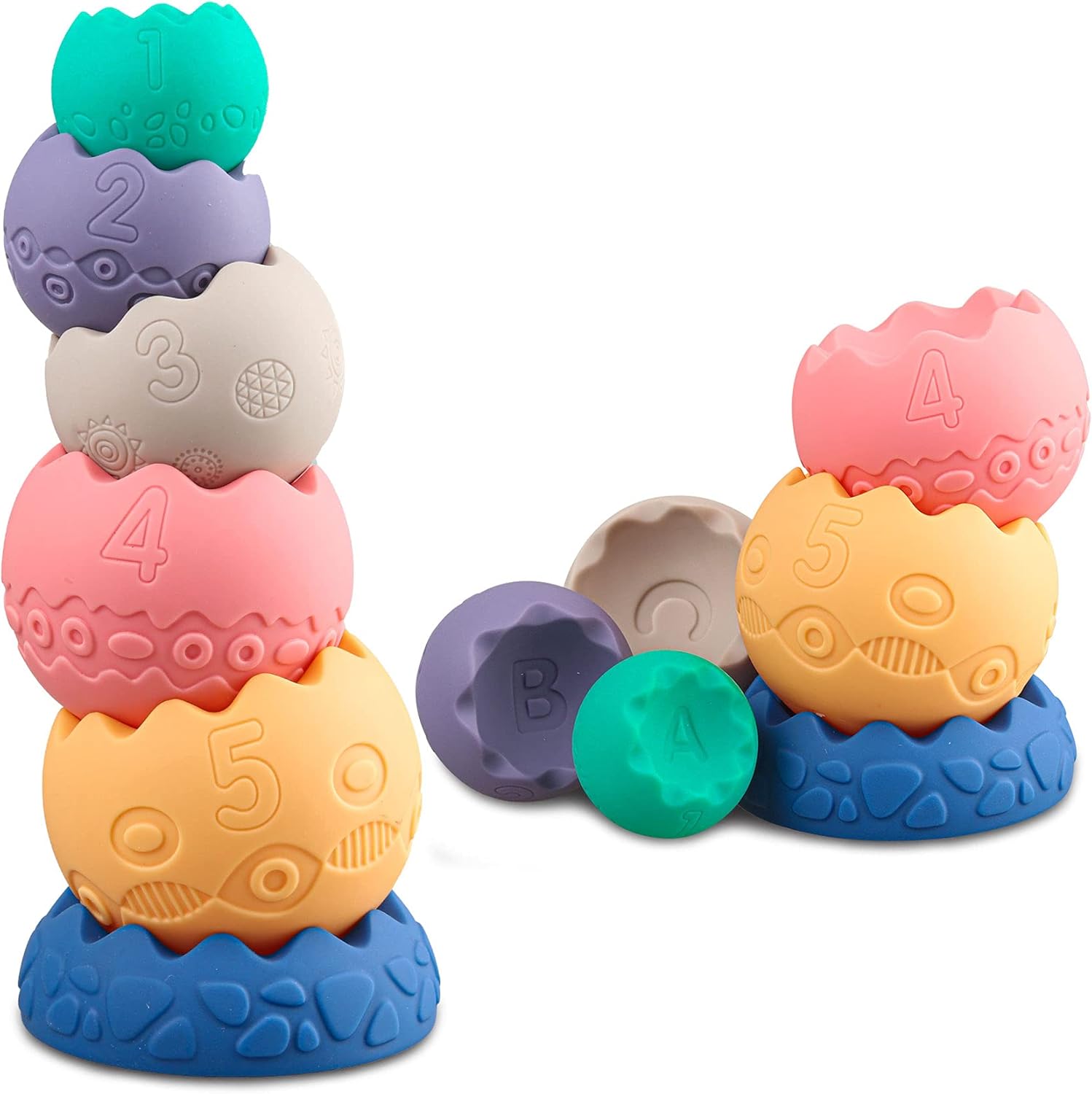 Stacking Balls Soft Toys for Babies 6 12 18 Months 1 Year Old Girls Boys – Toddlers Sensory Educational Montessori Baby Blocks – Infant Newborn Teething Learning Stacker Cups-Easter Basket