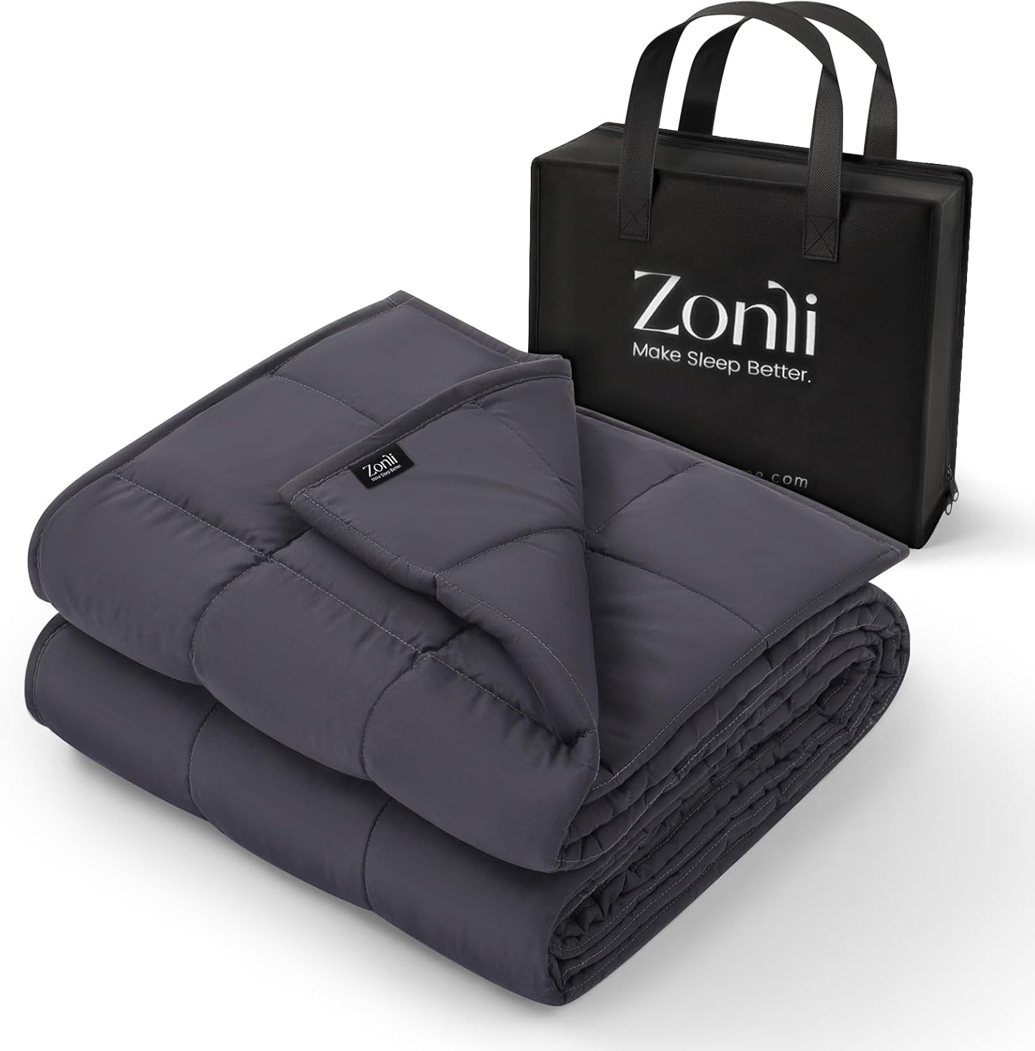 ZonLi Weighted Blanket (60″x80″, 20lbs, Dark Grey) Queen Size Weighted Blanket for Adults, High Breathability Heavy Blanket, Soft Material with Premium Glass Beads