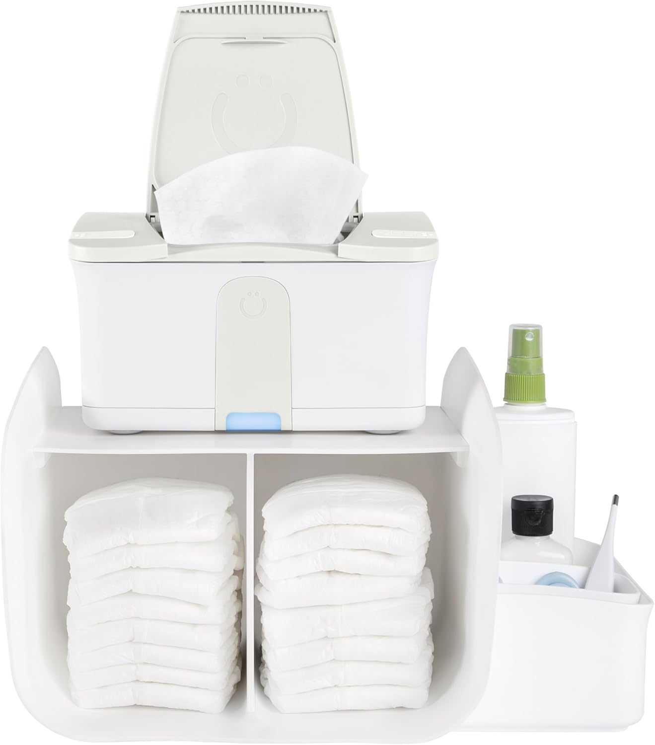 Ubbi Tabletop Diaper Caddy, Diaper Storage, Caddy Organizer, Stores Baby Diapers, Wipes & Baby Accessories, White