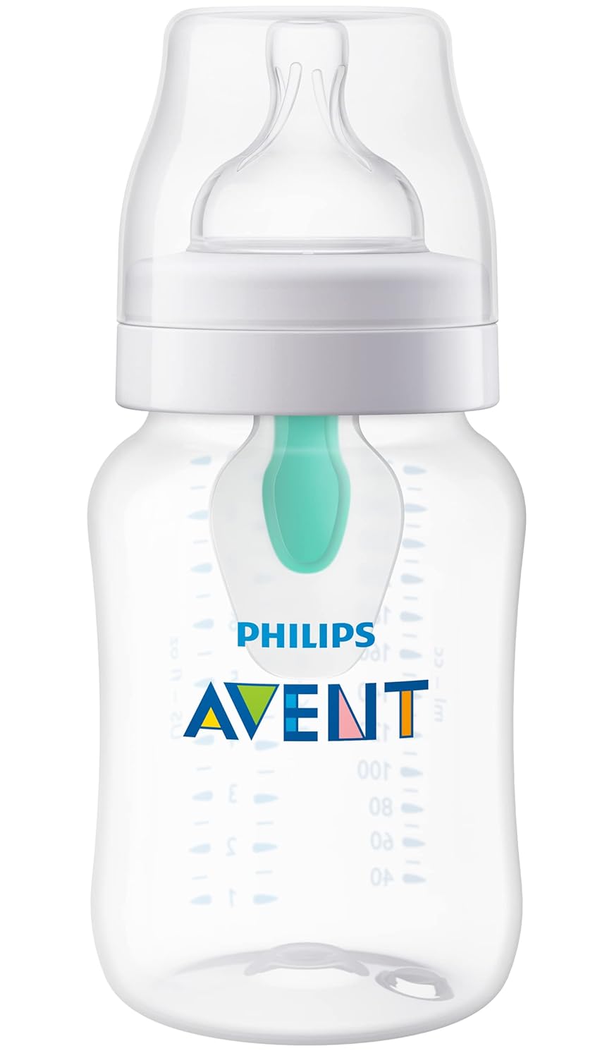 Philips Avent Anti-Colic Baby Bottle with Airfree Vent, 9Oz, Scy703/91, 1Pk, Clear, Scy703/91