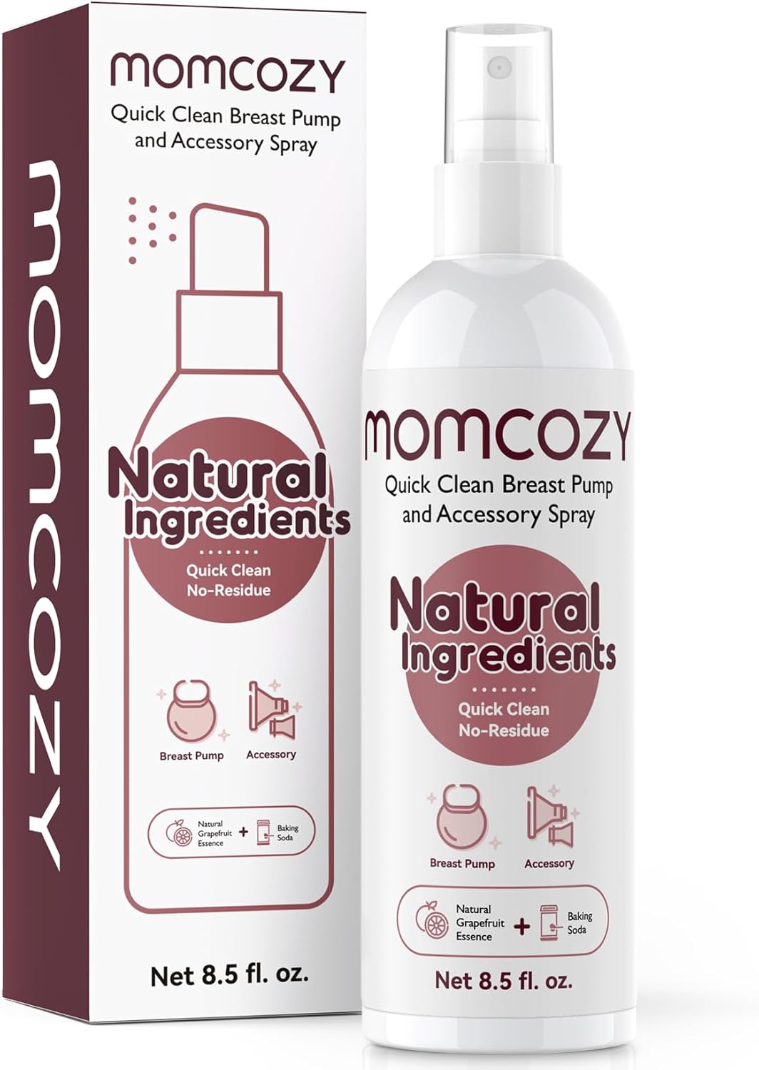 Momcozy Breast Pump Cleaning Spray, Effective Milk Fat Removal & Purely Clean, Natural Grapefruit Scent, Pump Spray for Breast Pump or Accessories, and other Baby Products（Not a Lubricant）, 8.5 Fl Oz
