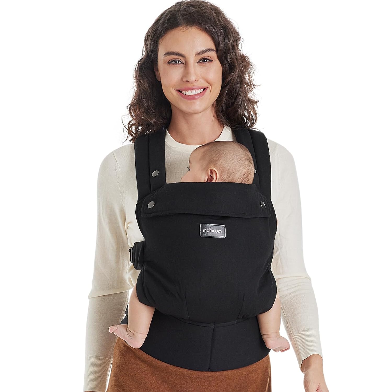Momcozy Baby Carrier – Ergonomic, Cozy and Lightweight Carrier for 7-45lbs, Effortless to Put On, Ideal for Hands-Free Parenting, Enhanced Lumbar Support, Purehug for Infant to Toddler, Black