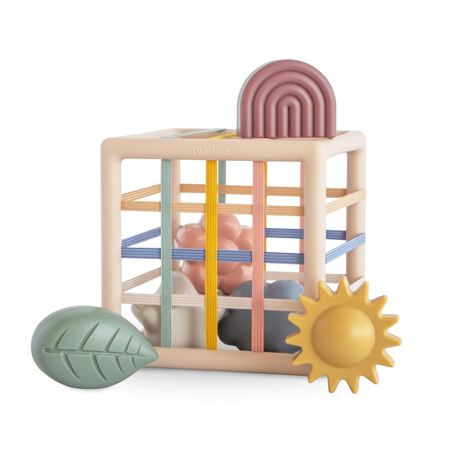 mushie Elastic Shape Sorter | Educational Learning Toy for Kids with 6 Shapes (10 Months+)