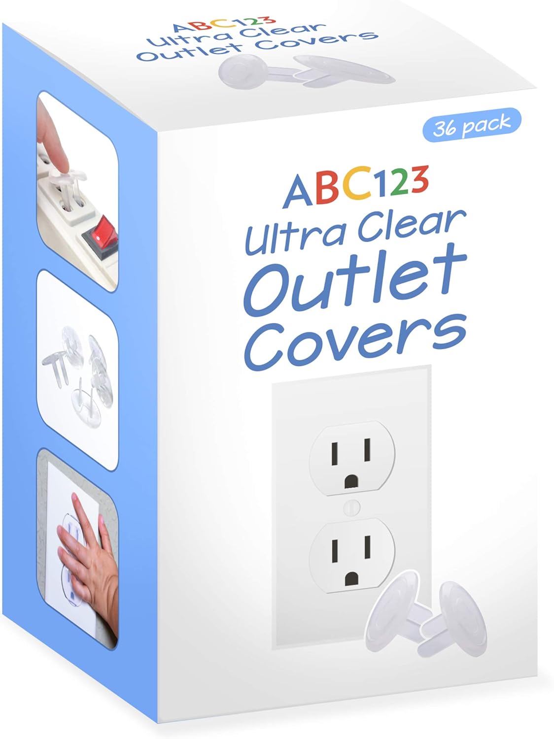 ABC123 – Outlet Plug Covers (36 Pack) Clear Child Proof Electrical Outlets Protector – Wall Socket Protector for Kids