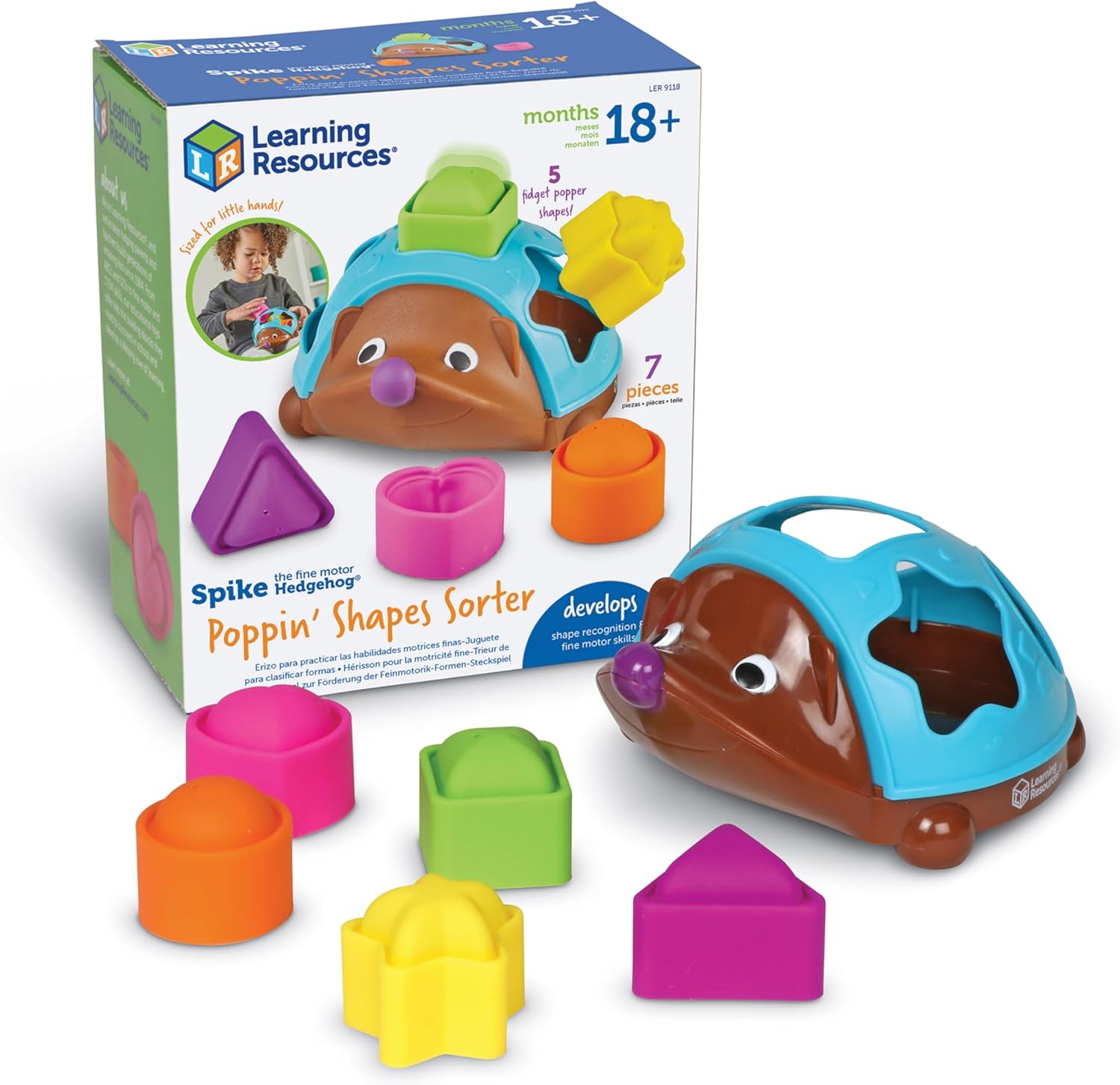 Learning Resources Spike the Fine Motor Hedgehog Poppin’ Shapes Sorter, Educational Baby & Toddler Toys, Fine motor, Montessori Must Haves