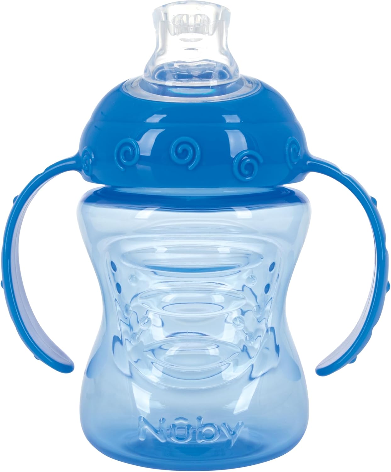 Nuby Grip N’ Sip 2 Handle Soft Spout Trainer Cup, 8 oz, 4+ Months, Blue