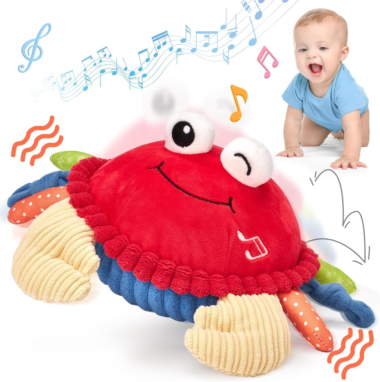 hahaland Baby Toys 6-12 Months – Bouncing Singing Crab Crawling Dancing Jumping Crab Baby Boy Girl Gift for 6 7 8 9 10 11 12 18 Month Musical Tummy Time Sensory Toddler Toys 1 Year Old Birthday Gift