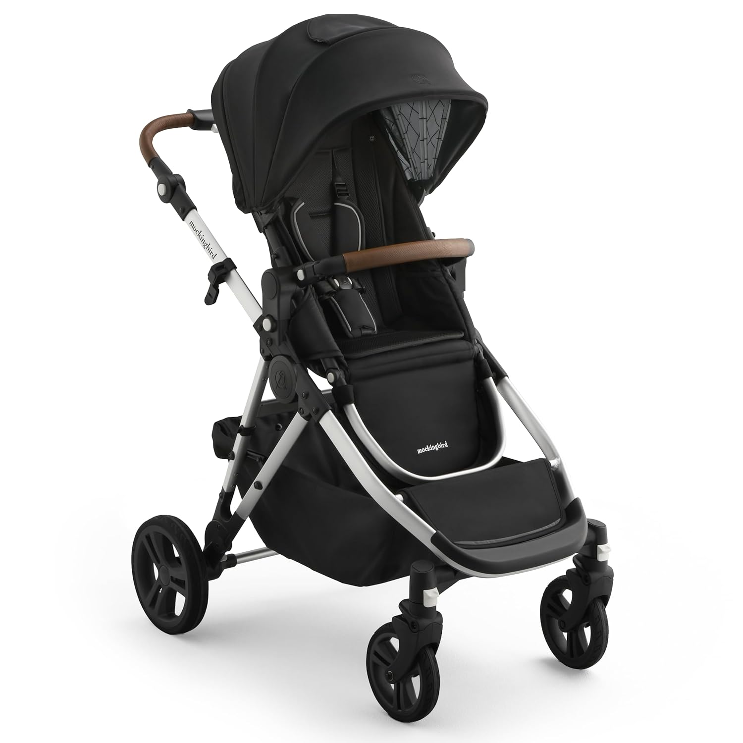 Mockingbird Single-to-Double Stroller 3.0 – Convertible Full Size Baby Stroller for 1, 2, or 3 Kids with 44 Possible configurations, Travel System Compatible – Black Windowpane