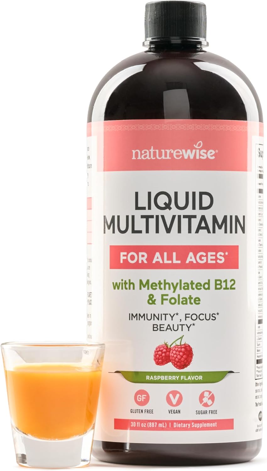NatureWise Liquid Multivitamin for Women, Men of All Ages – Sugar Free, Vegan – Vitamins for Energy Levels, Beauty, Immune Health with Methylated B12 & Folate – Non-GMO – 30 fl oz(887 mL)