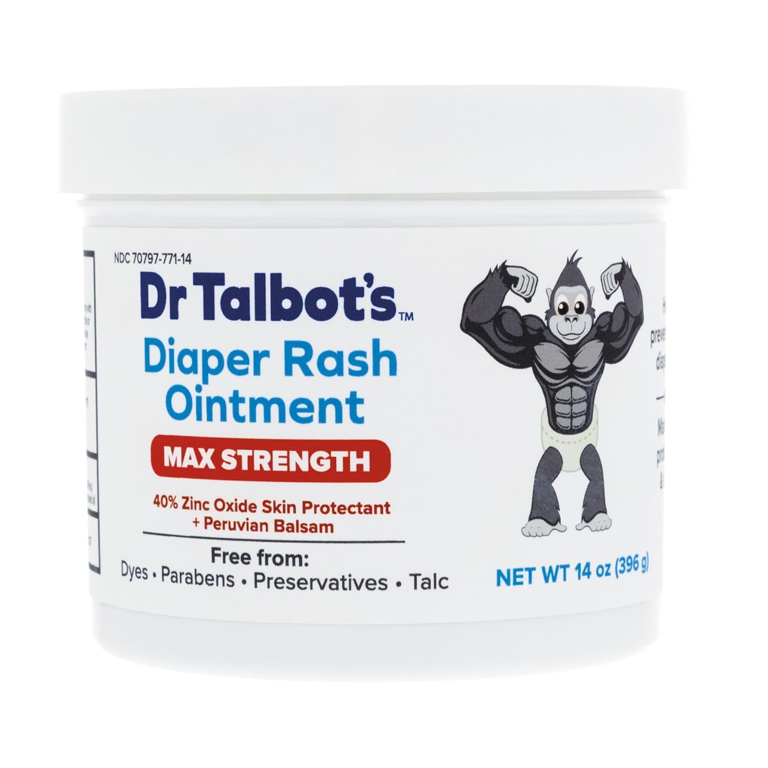 Dr. Talbot’s Maximum Strength Diaper Rash Ointment – 14 oz – Zinc Oxide Skin Protectant with Peruvian Balsam – Treats and Prevents Rash