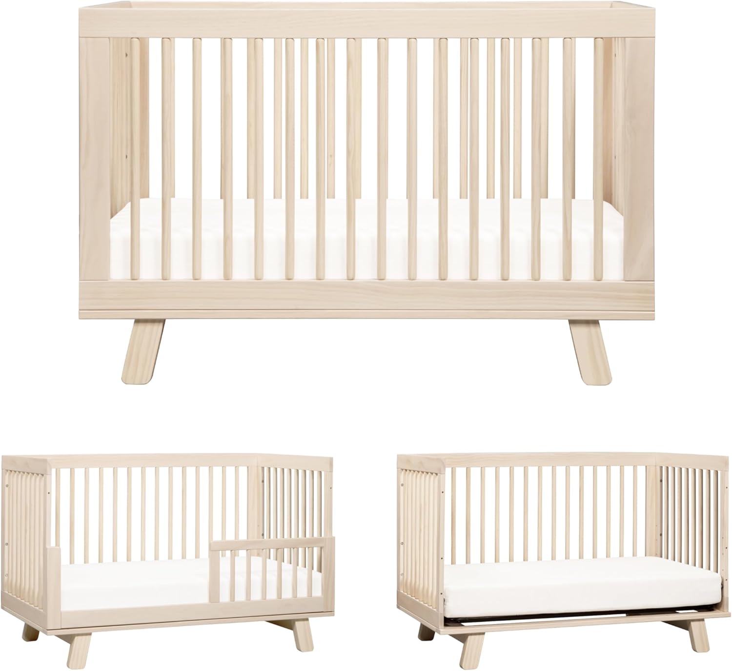 Babyletto Hudson 3-in-1 Convertible Baby Crib – GREENGUARD Gold Certified – Convertible Crib to Toddler Bed and Daybed – Baby Bed with 4 Adjustable Heights – Wooden Crib – Washed Natural