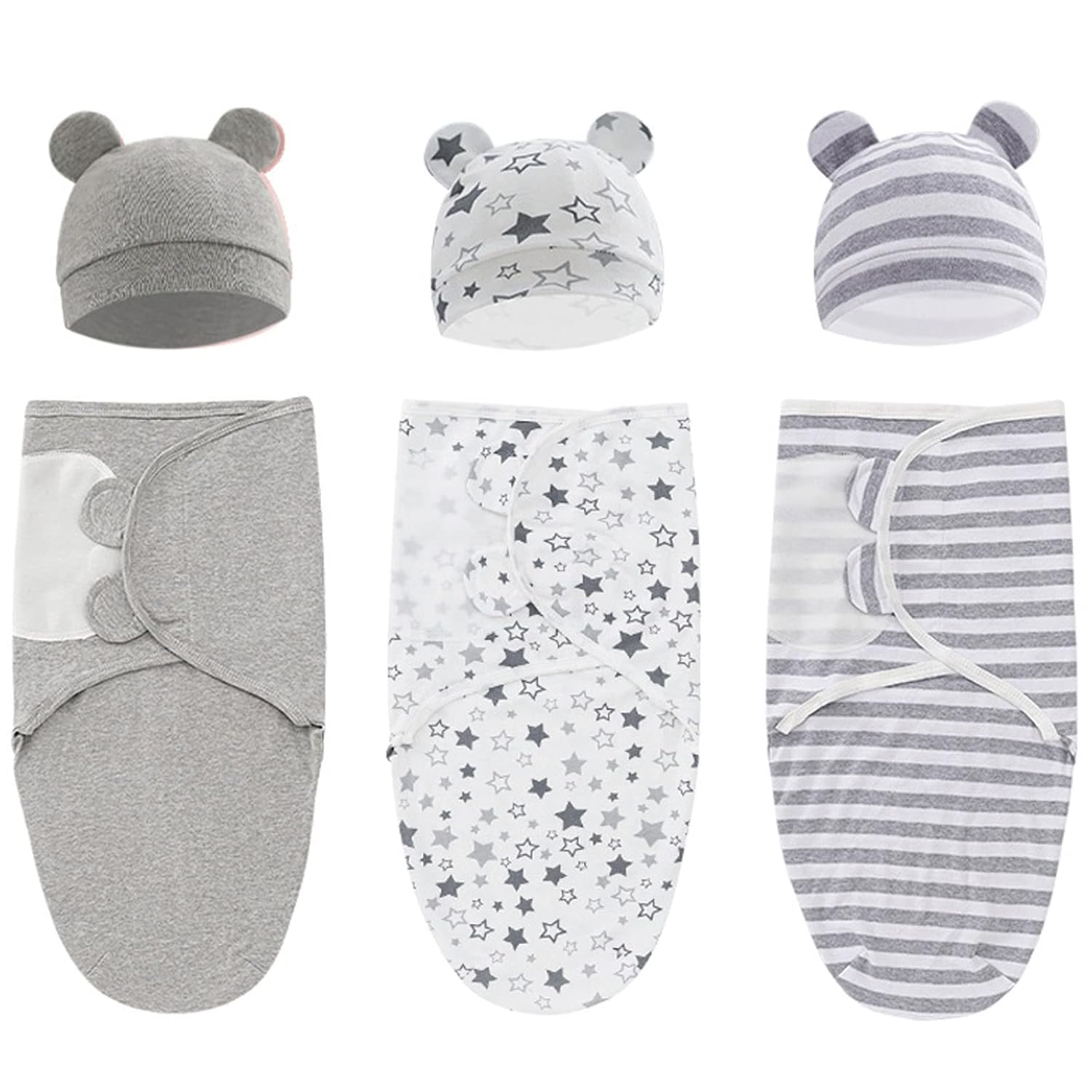 3-Pack Organic Baby Swaddle Sleep Sacks – Newborn Swaddle Sack – Ergonomic Baby Swaddles 0-3 Months (Grey)