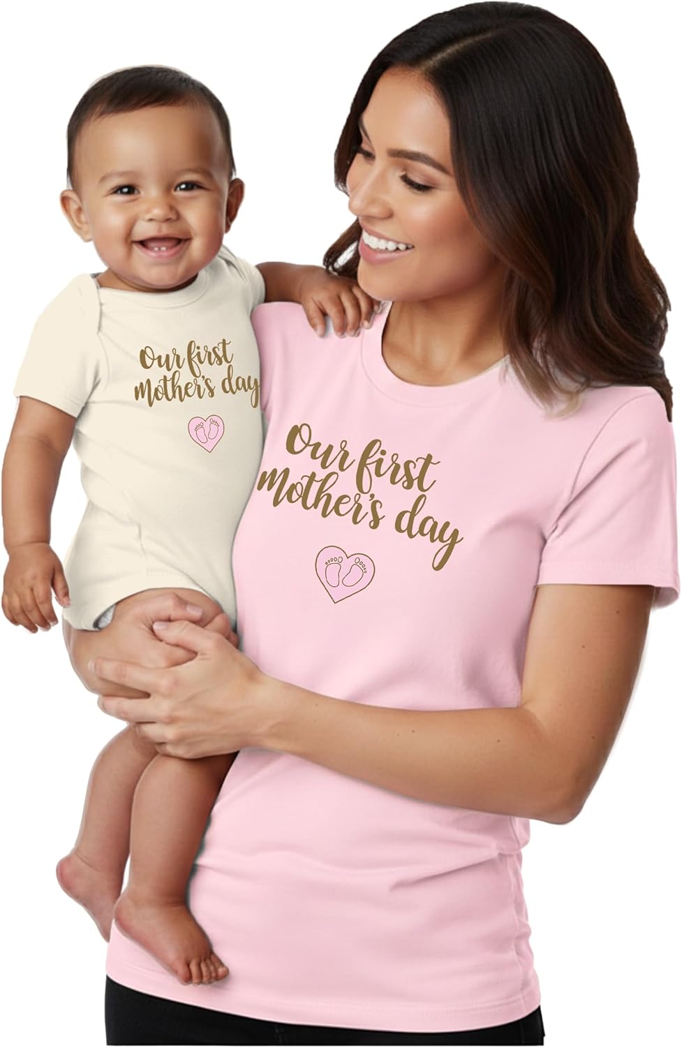 Tstars Our First Mother’s Day Mom and Baby Matching Shirts – Mommy and Me Outfit Gift for New Moms and Infant