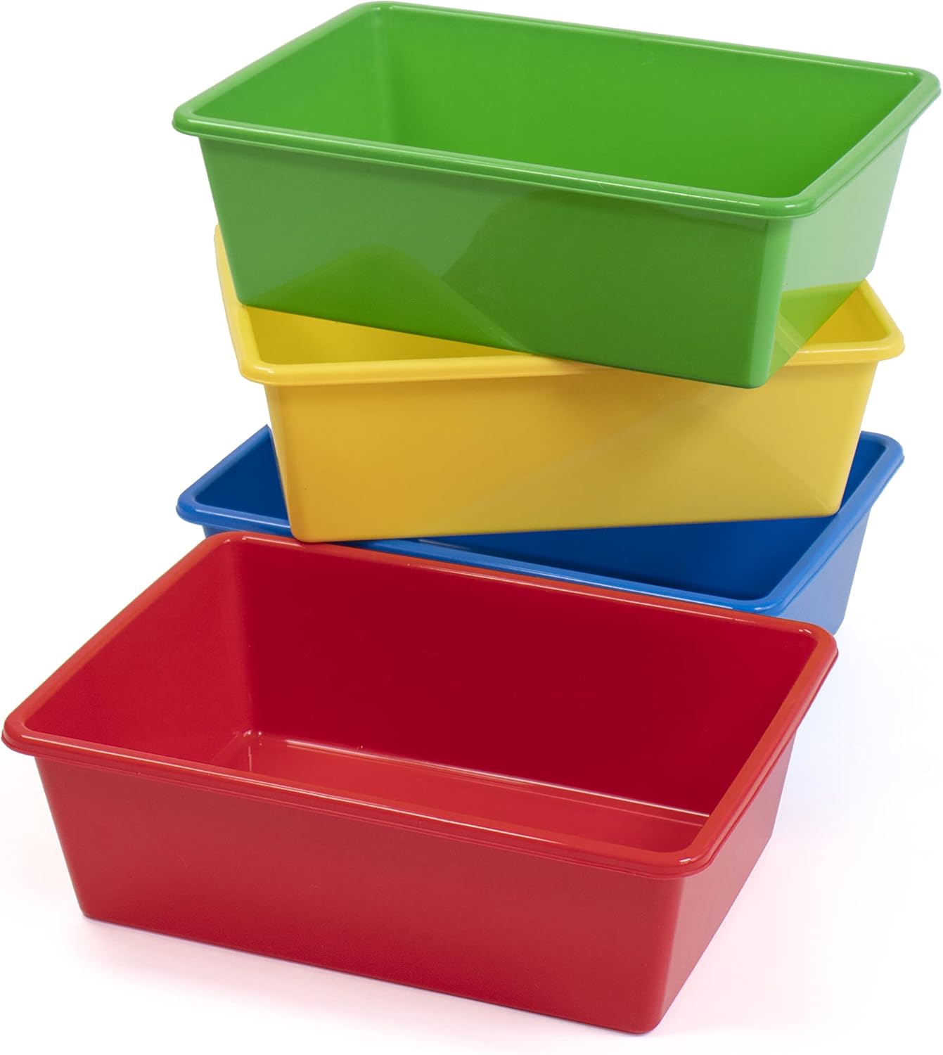 Humble Crew Toy Storage Bins for Kids, Set of 4, Primary Colors – Large, Sturdy, Colorful Plastic Storage Bins for Classroom, Playroom, Nursery and More – Premium Toddlers Toy Organizer