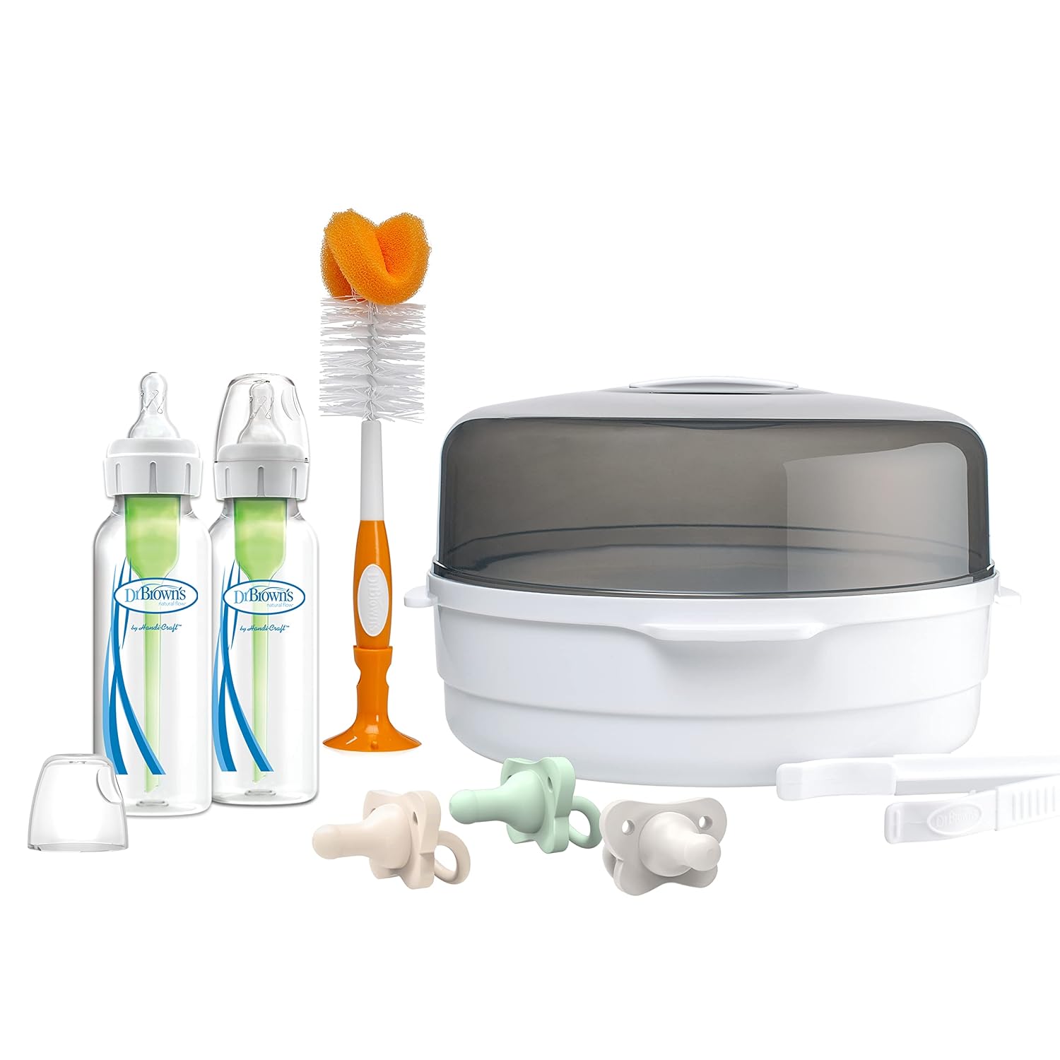 Dr. Brown’s Natural Flow Anti-Colic Options+ Microwave Sterilizer Gift Set with HappyPaci Pacifiers