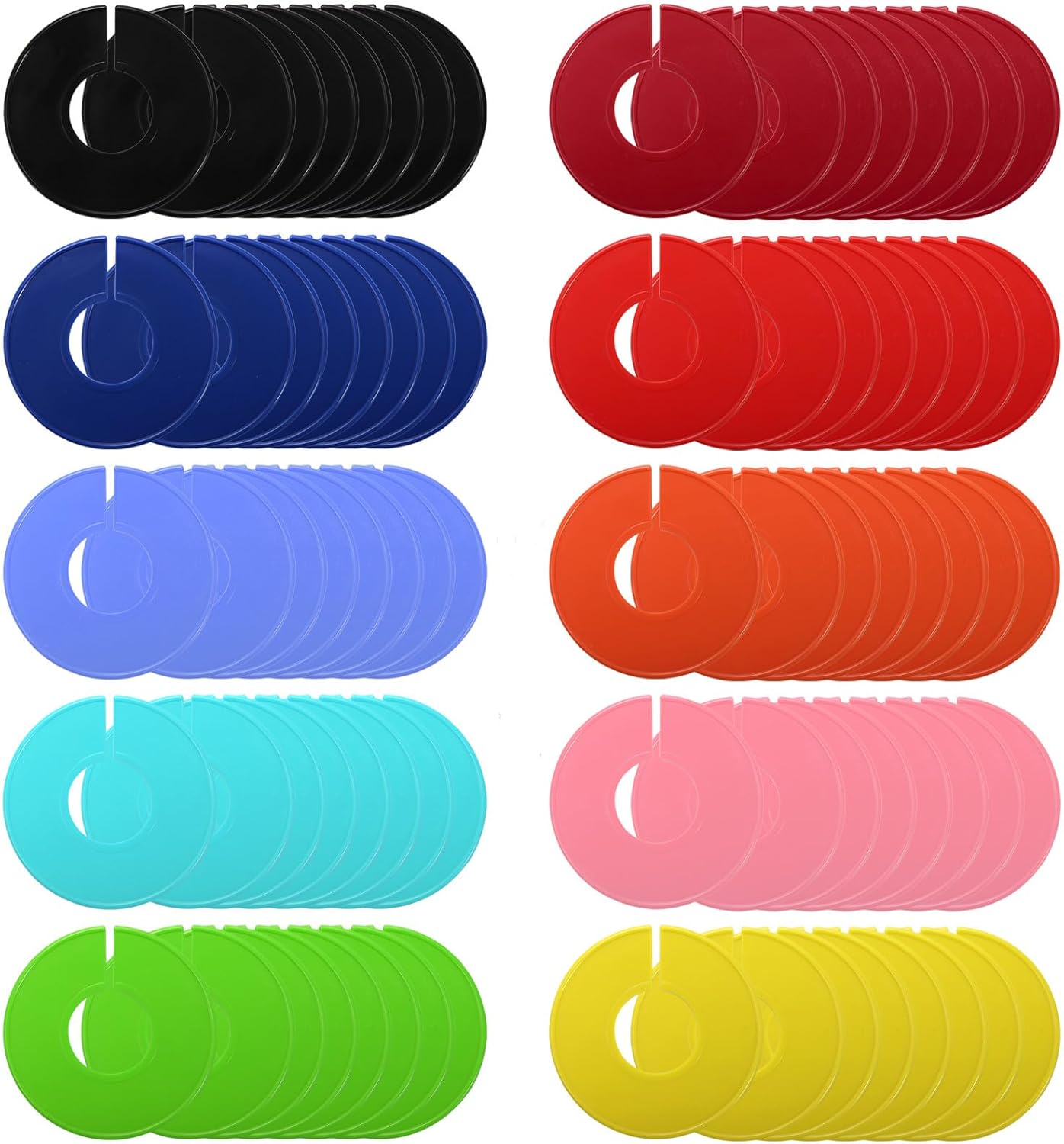 ZOOFOX 80 Pieces Closet Dividers for Hanging Clothes, Colored Clothing Rack Dividers, Round Closet Separator for Home or Clothing Store