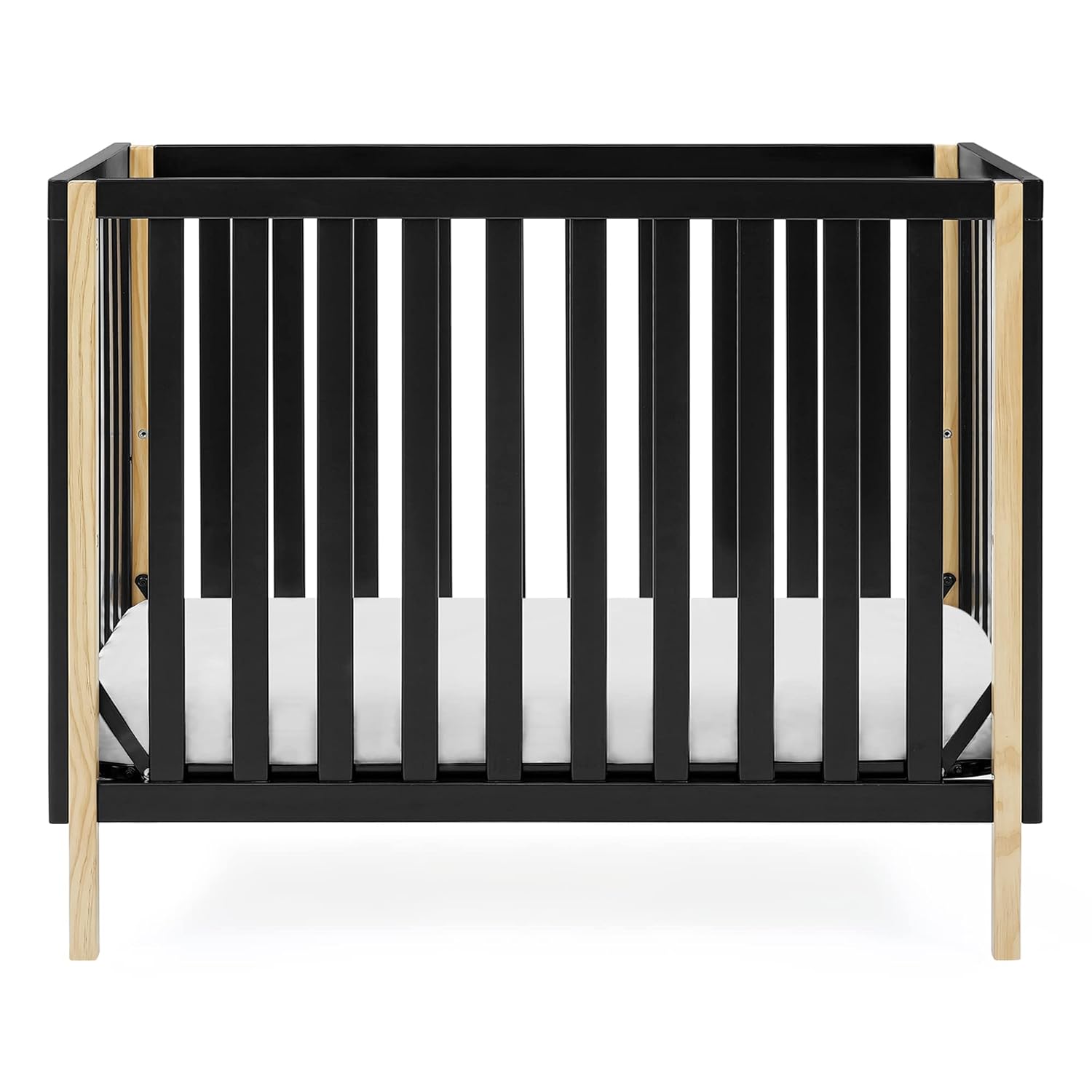 Delta Children Gio Mini Crib with 2.75″ Mattress Included, Ebony/Natural