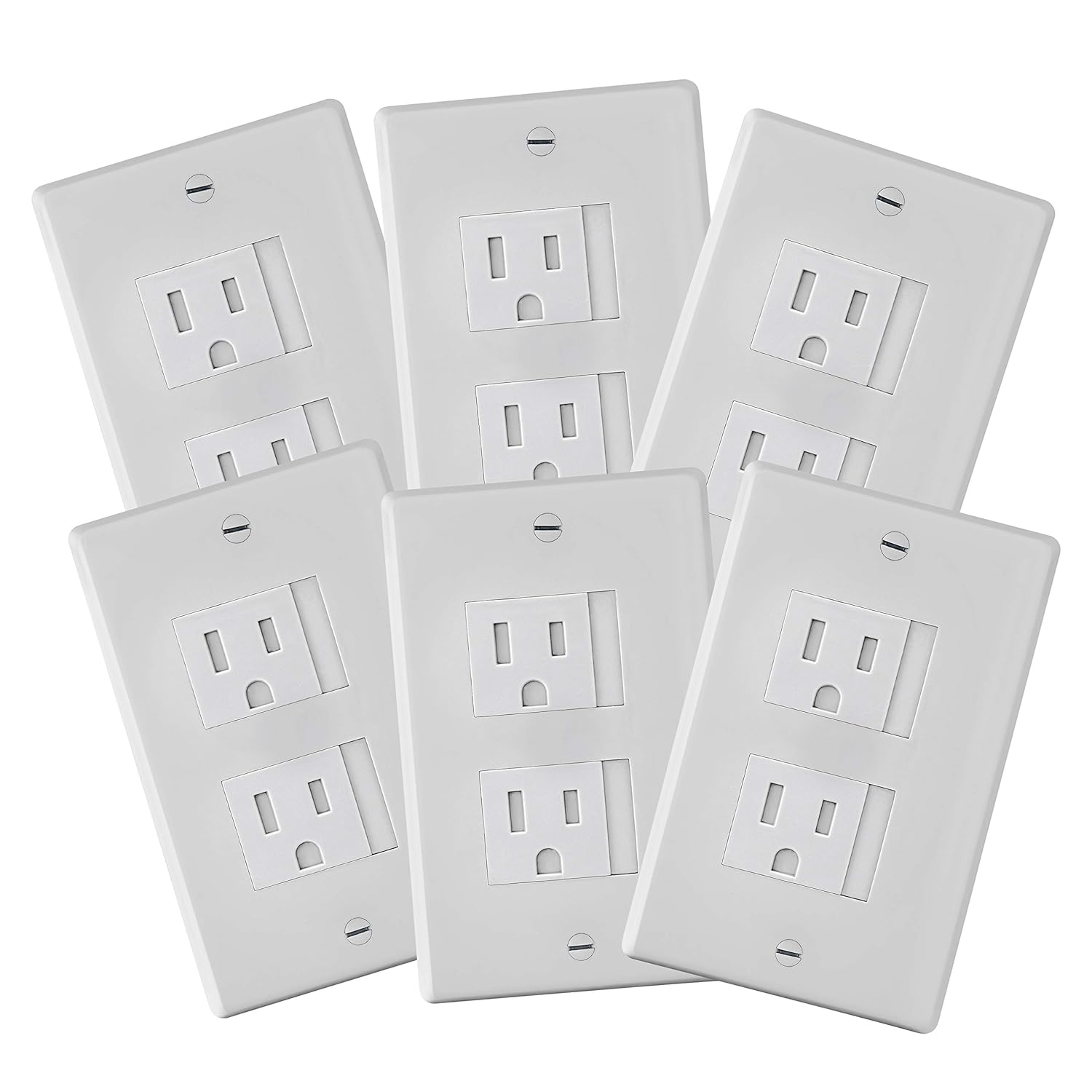 6-Pack Safety Innovations Self-closing (2 Screw) Decora Outlet Covers- An Alternative To Wall Socket Plugs for Child Proofing Outlets (White)
