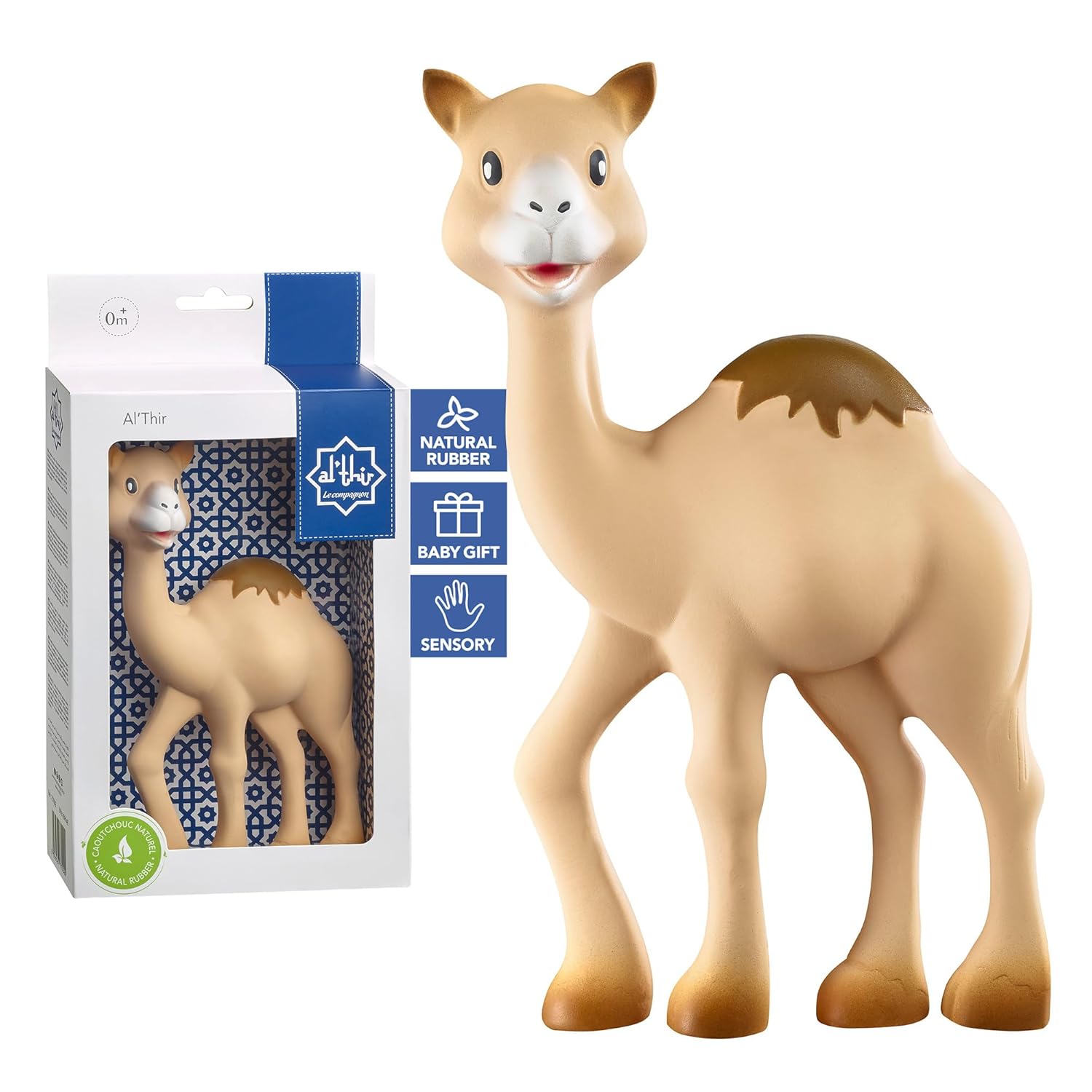 Sophie la Girafe Al’Thir The Camel Baby Teether, Made from Natural Rubber, Soft Easy to Hold Sensory Teething Toy with Squeaker, Multi Texture Gum Relief, BPA and Phthalate Free