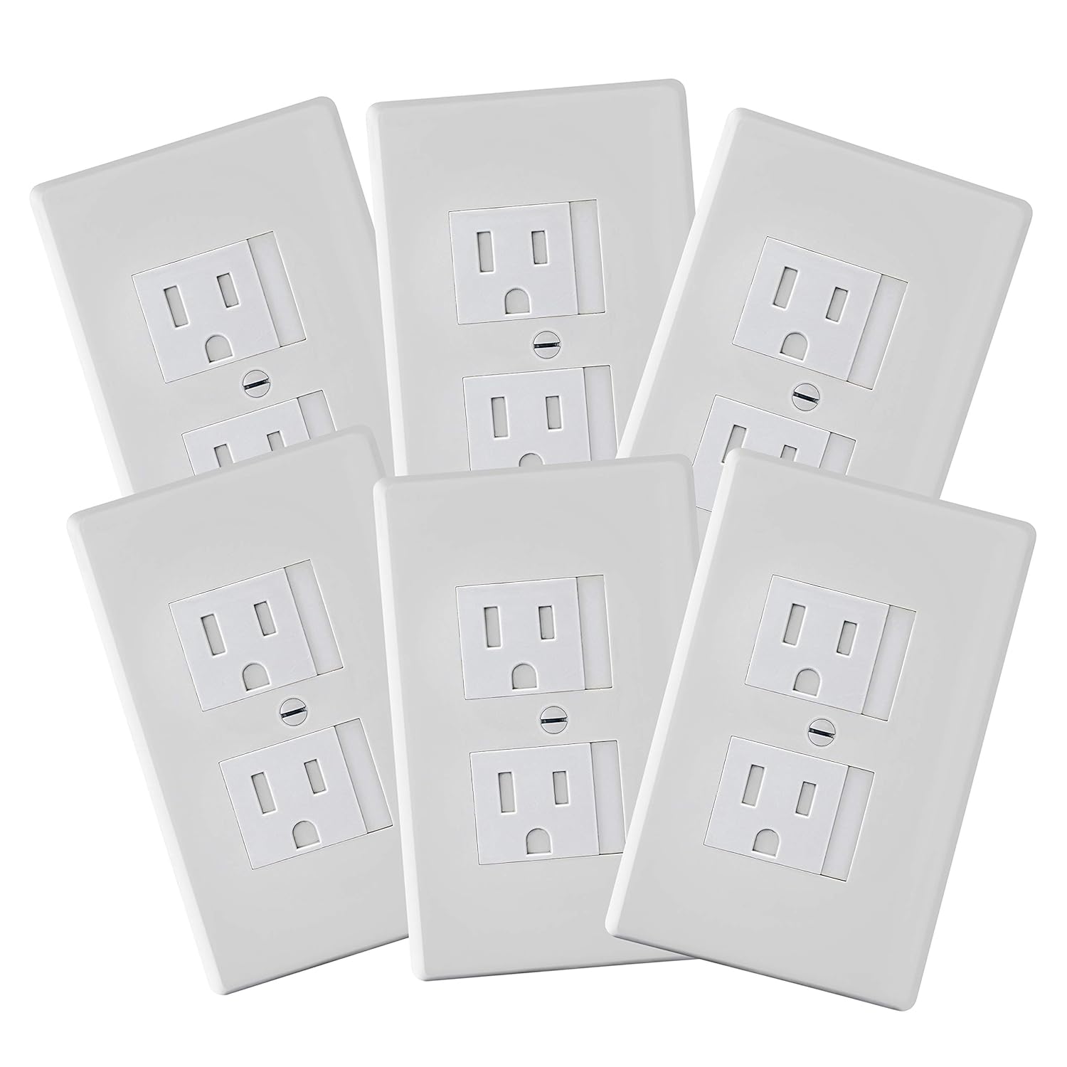 6-Pack Safety Innovations Self-Closing Outlet Covers (For Center Screw Outlets Only) – Measures 3″Wide x 4.75″High-An Alternative To Wall Socket Plugs for Child Proofing Outlets, (1-Screw), (White)