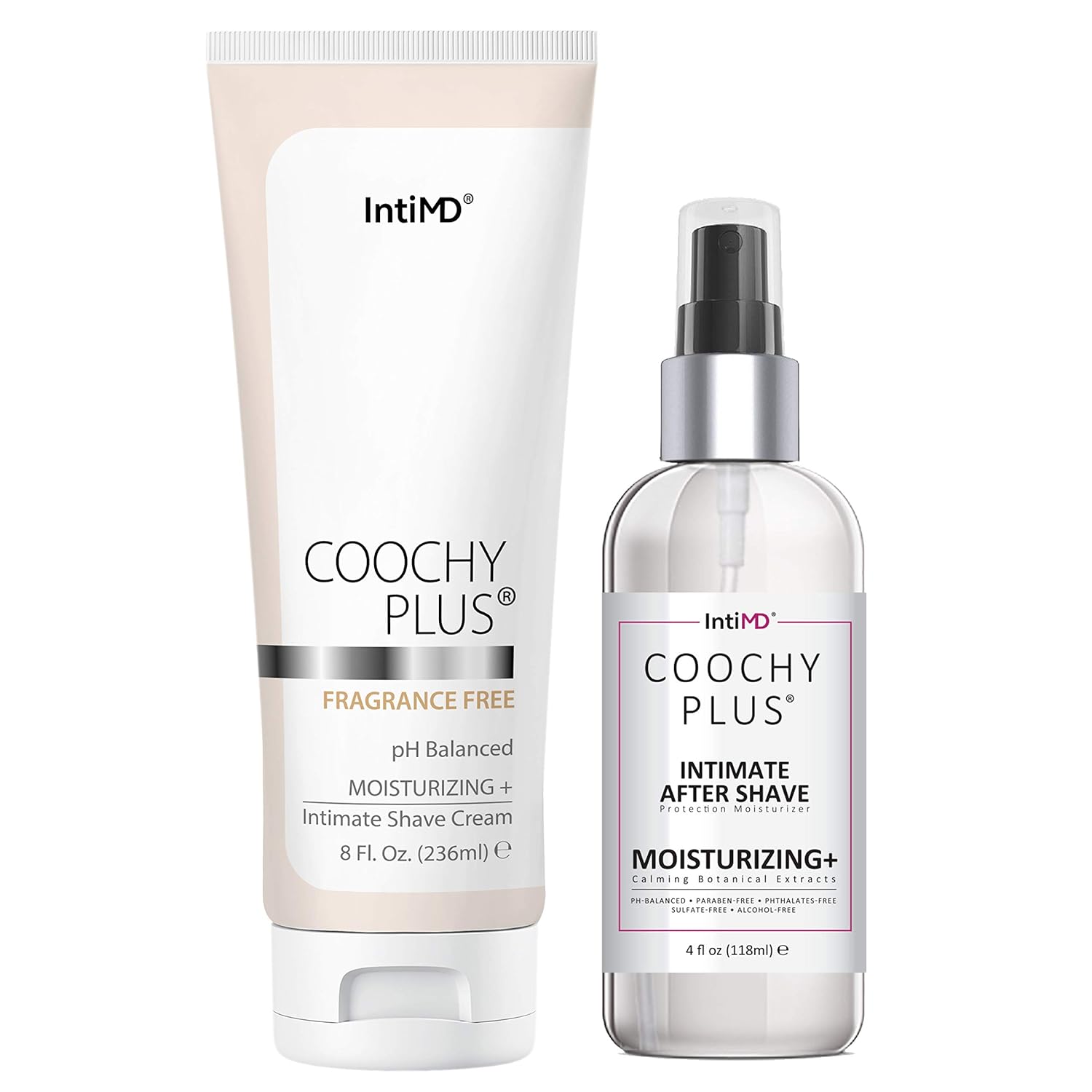 IntiMD Coochy Plus Intimate Shaving Complete Kit – Antioxidant Formula Prevents Razor Burns, Itchiness & Ingrown Hairs – Fragrance Free Shave Cream+After Shave Mist