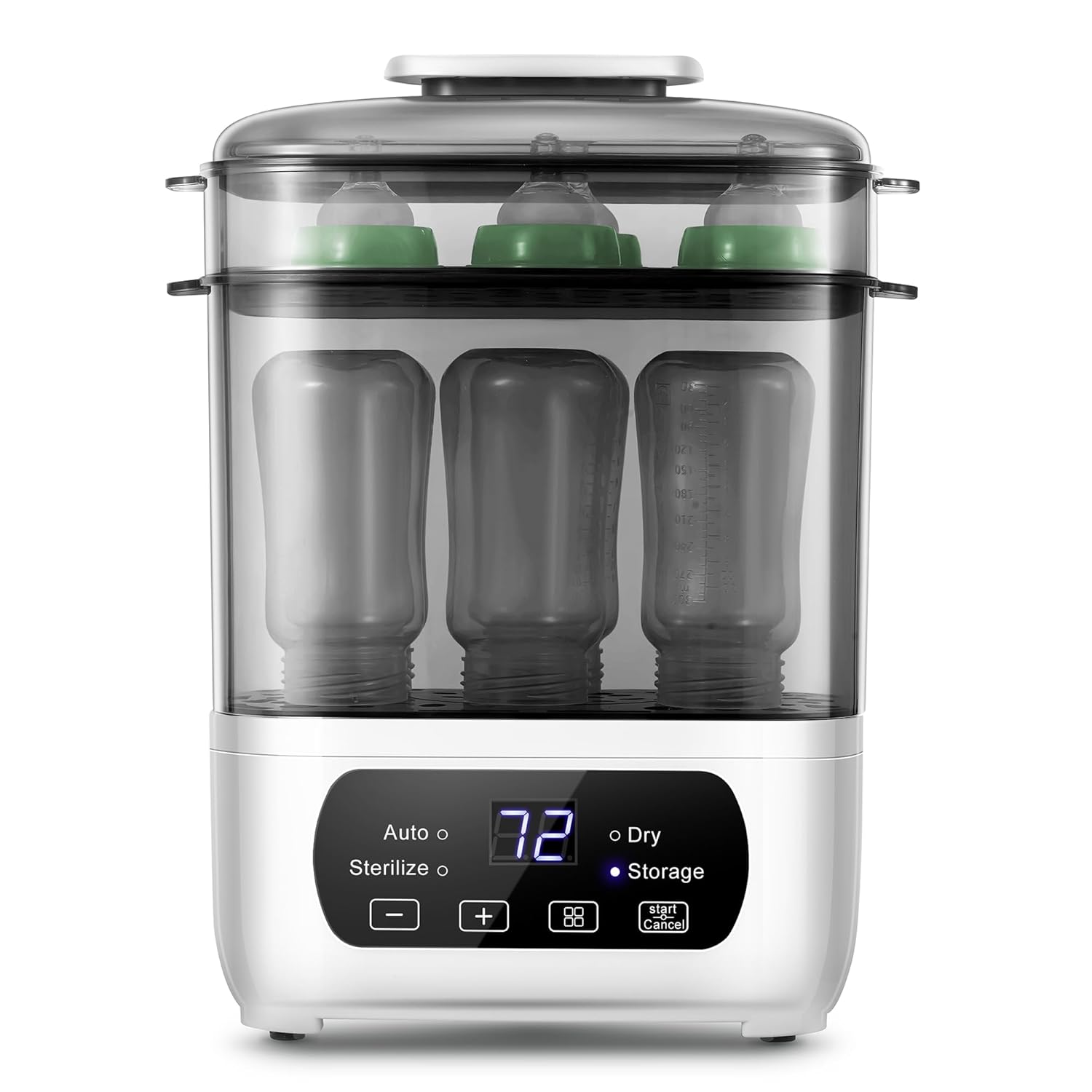 AMZBABYCHEF Baby Bottle Steamer and Dryer, Electric Steamer and Dryer for Baby Bottles, 4-in-1 Bottle Steamer and Dryer, Universal Fit for All Bottles, LED Touch Screen, Auto Shut-Off